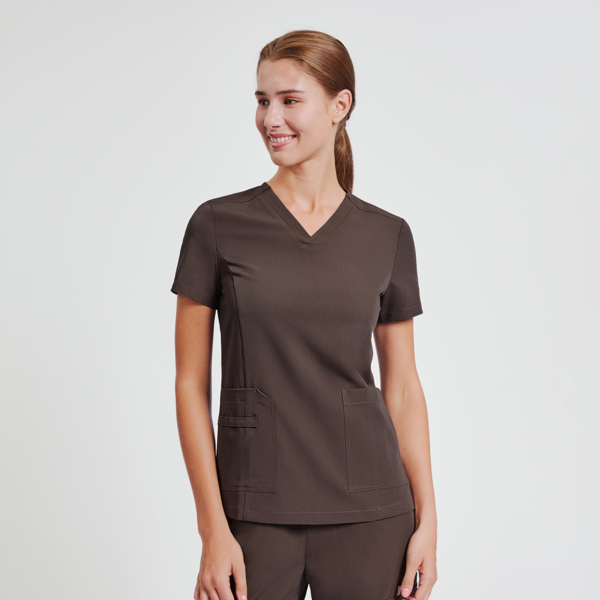 Zenir | Women's VersaPocket Scrub Top - Brown