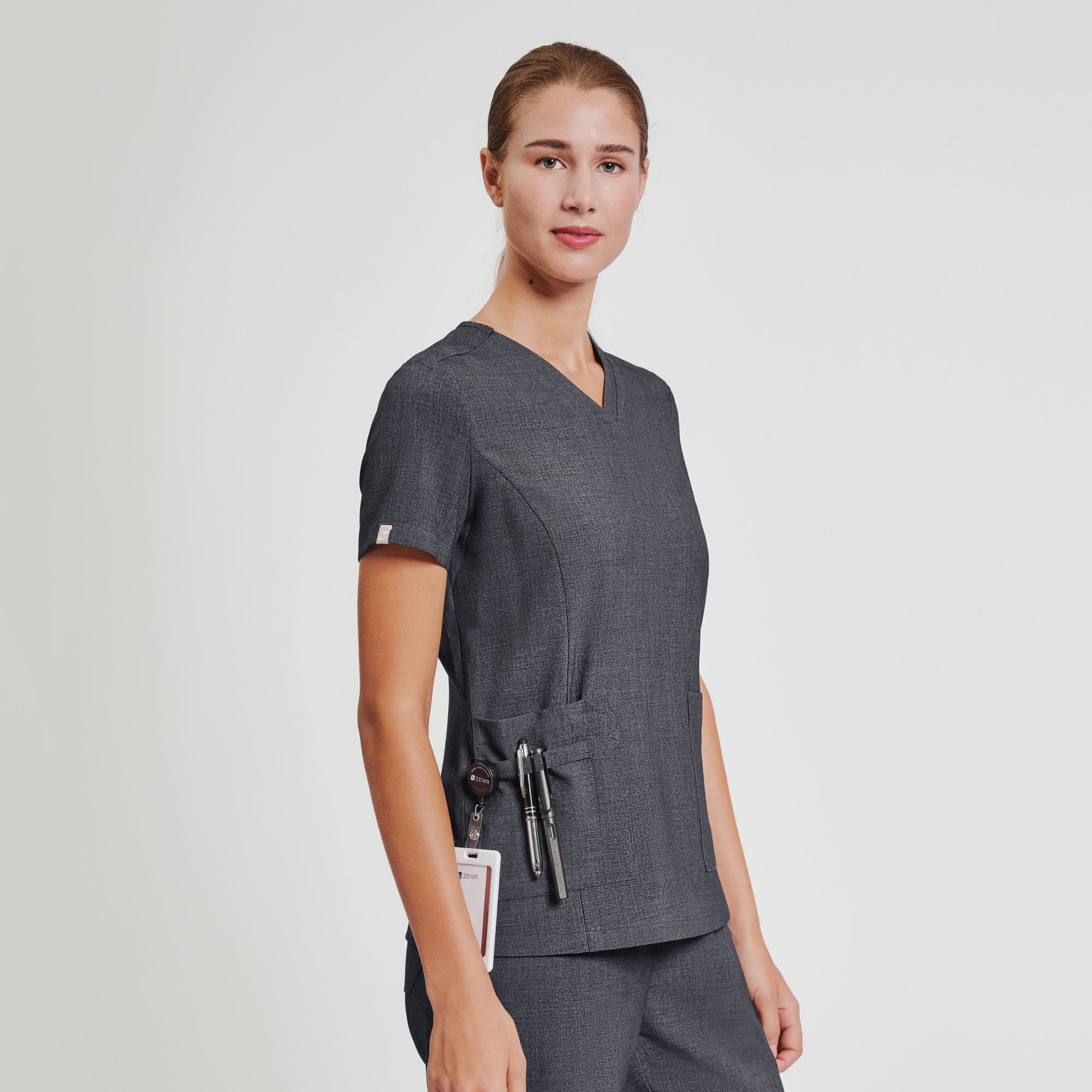 Zenir | Women's VersaPocket Scrub Top - Charcoal Gray