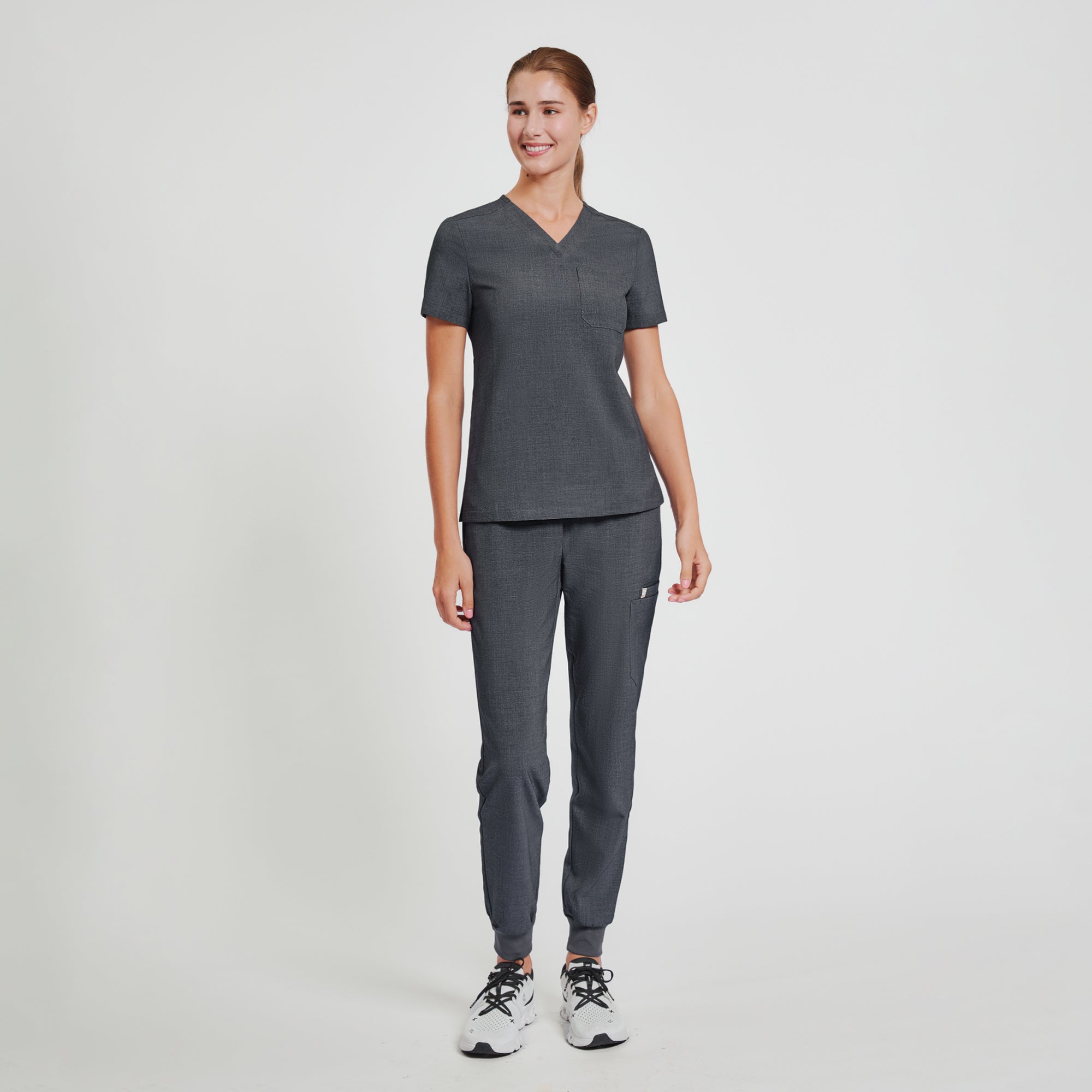 Zenir | Women's Core 3 Pocket Scrub Top - Charcoal Gray