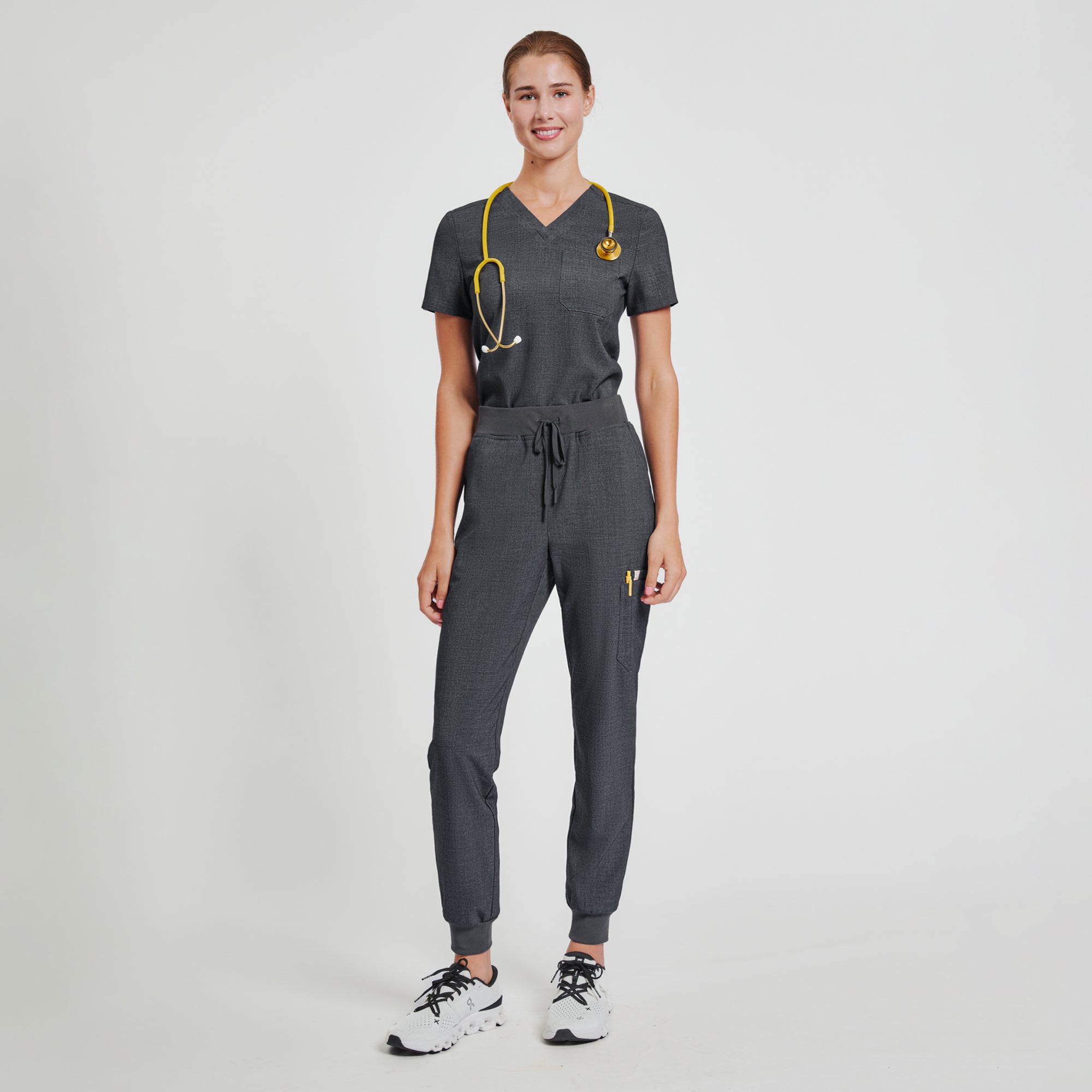Zenir | Women's Core 3 Pocket Scrub Top - Charcoal Gray