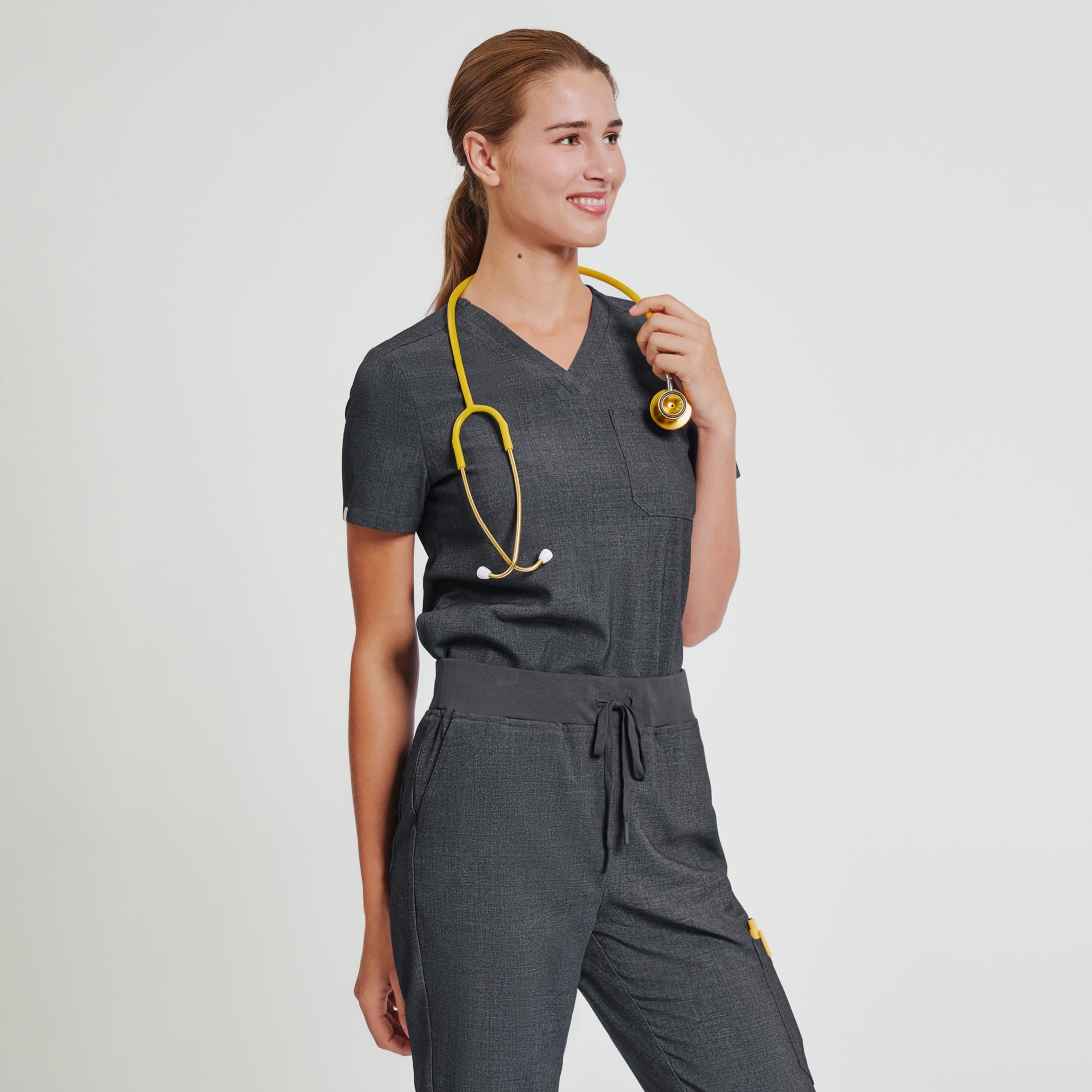 Zenir | Women's Core 3 Pocket Scrub Top - Charcoal Gray