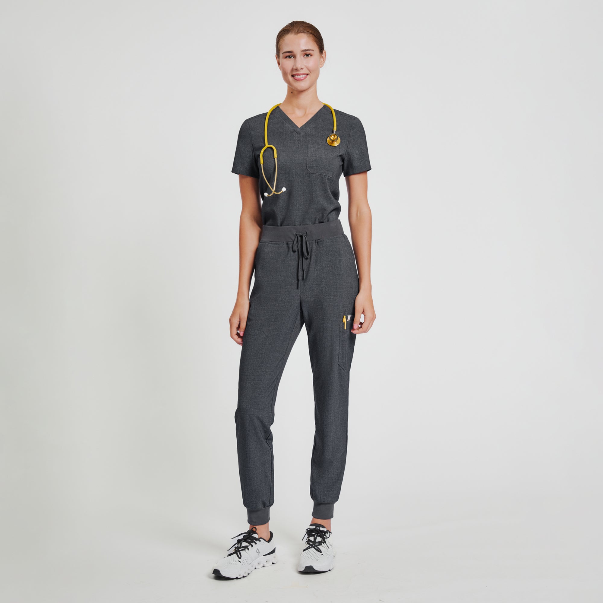 Zenir | Women's Easy-Fit Jogger Scrub Pants - Charcoal Gray