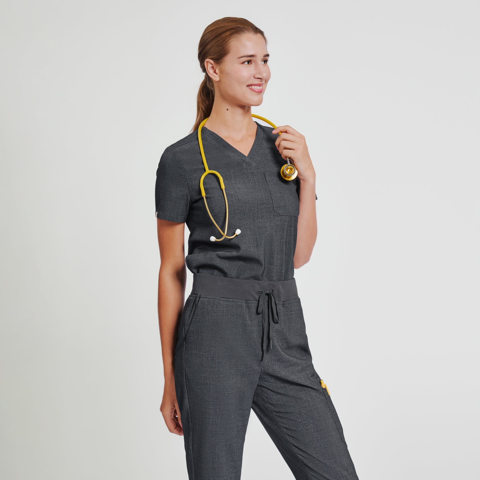 Zenir | Women's Easy-Fit Jogger Scrub Pants - Charcoal Gray