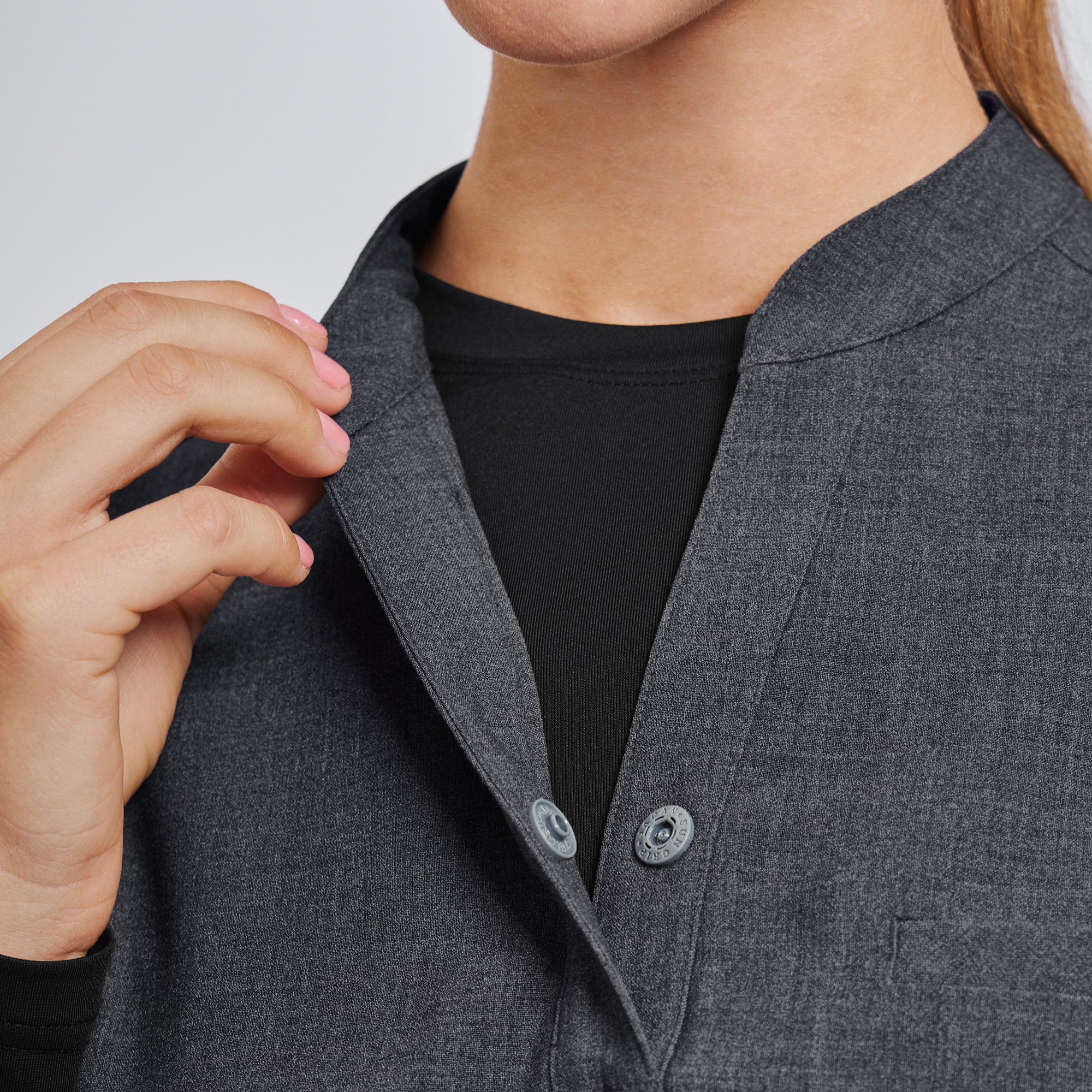 Zenir | Women's Mandarin Collar Scrub Top - Charcoal Gray