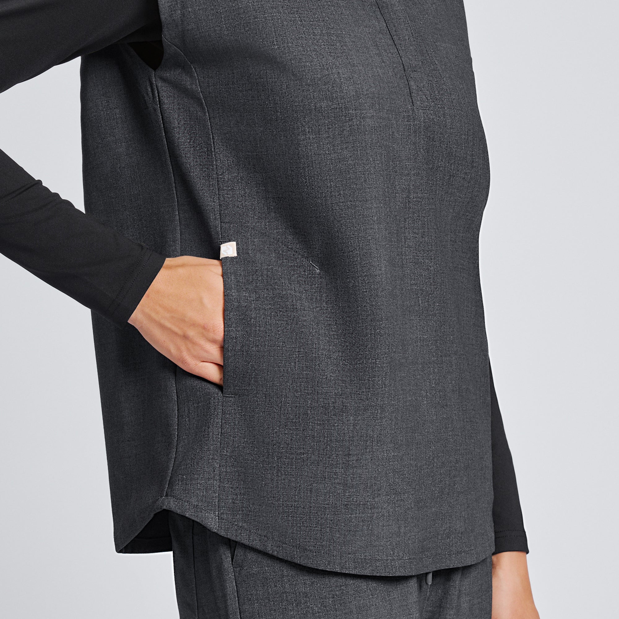 Zenir | Women's Mandarin Collar Scrub Top - Charcoal Gray