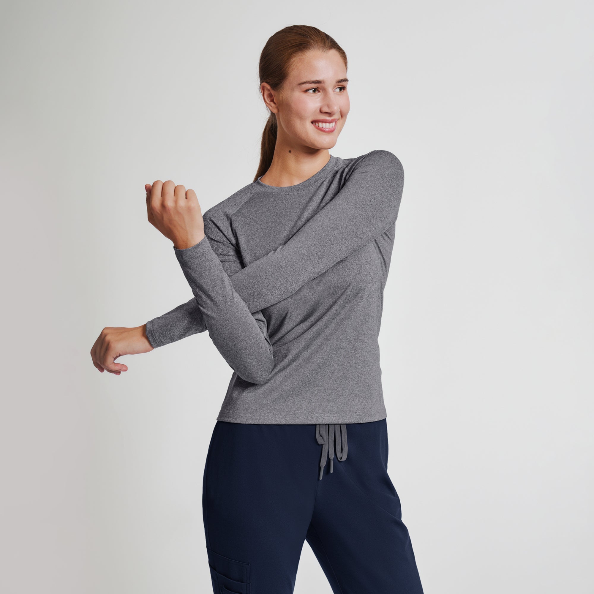 Zenir | Women's Essential Underscrub Top - Stone Gray