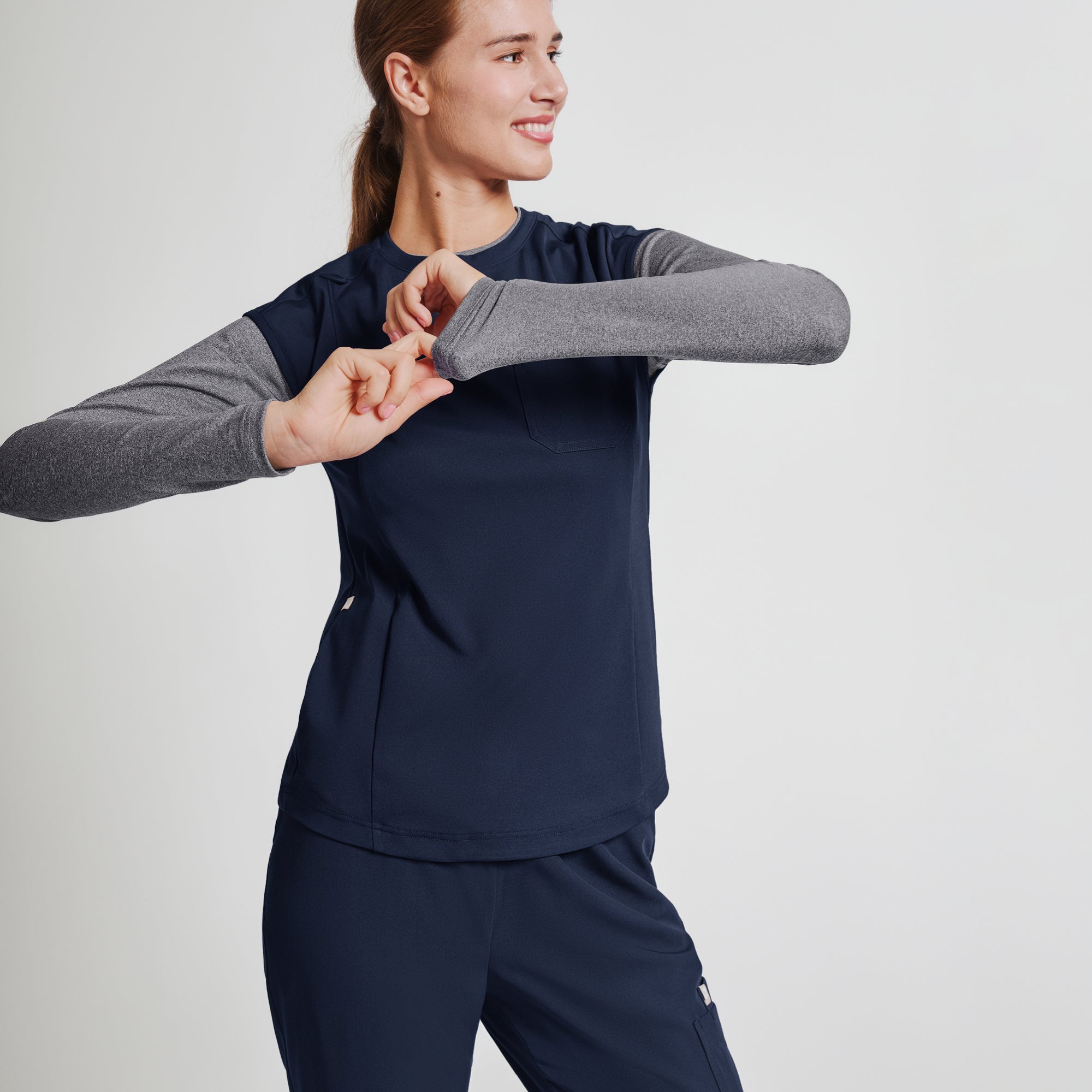 Zenir | Women's Essential Underscrub Top - Stone Gray