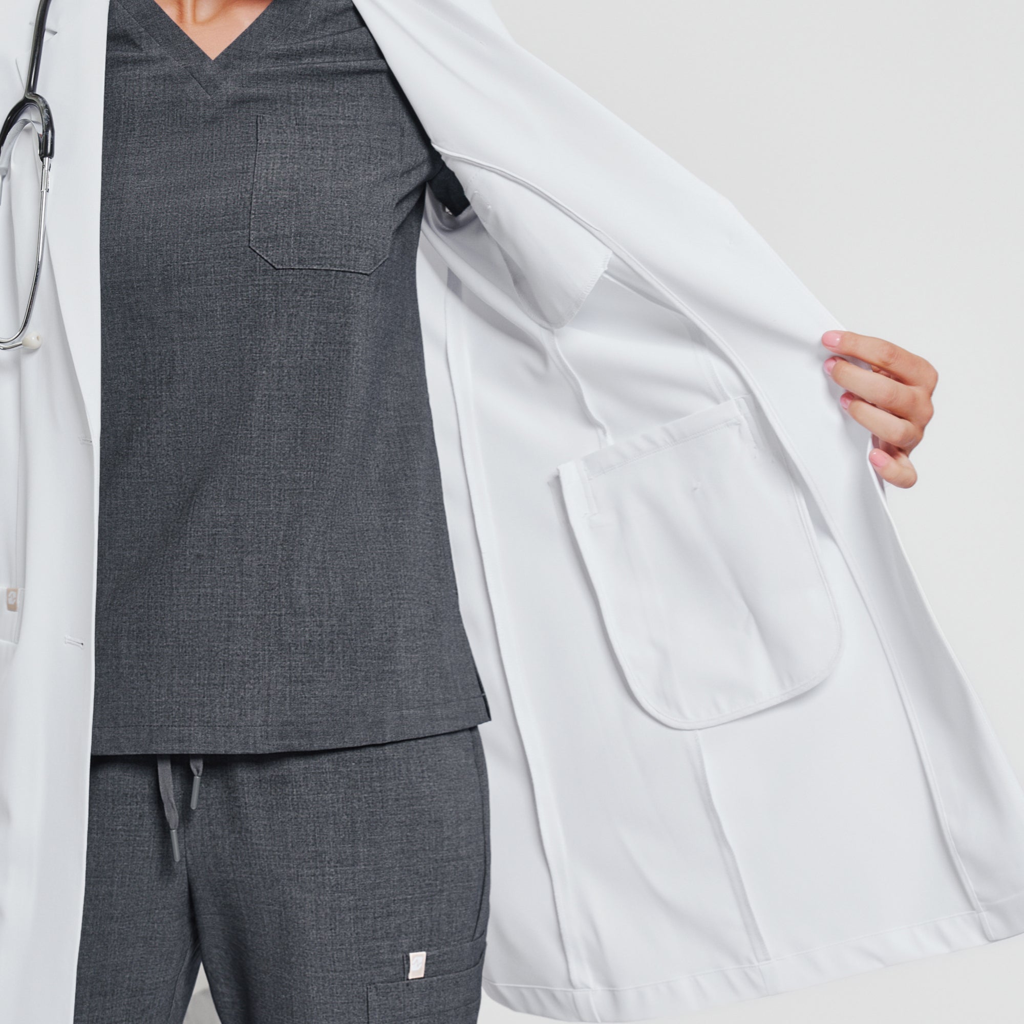 Zenir | Women's Long Lab Coat LCW-103 - White