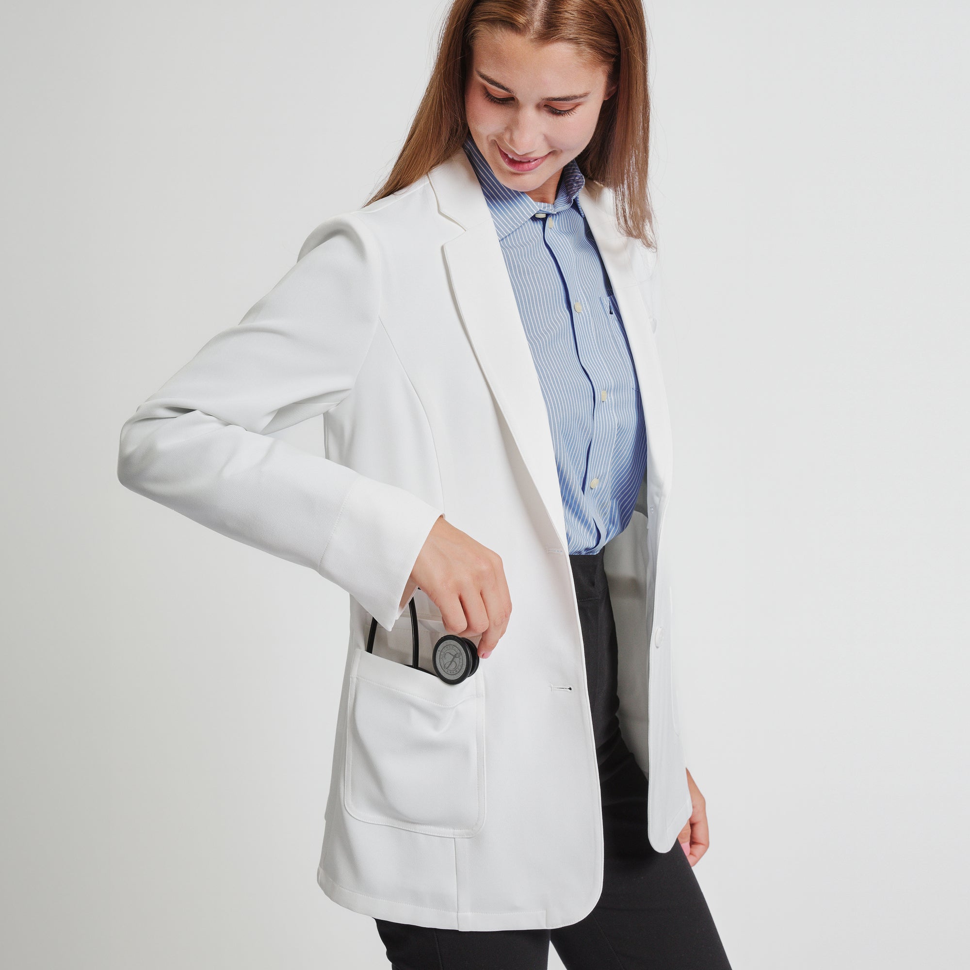 Zenir | Structured Nuevo Short Lab Coat LCW-202 - Ivory White