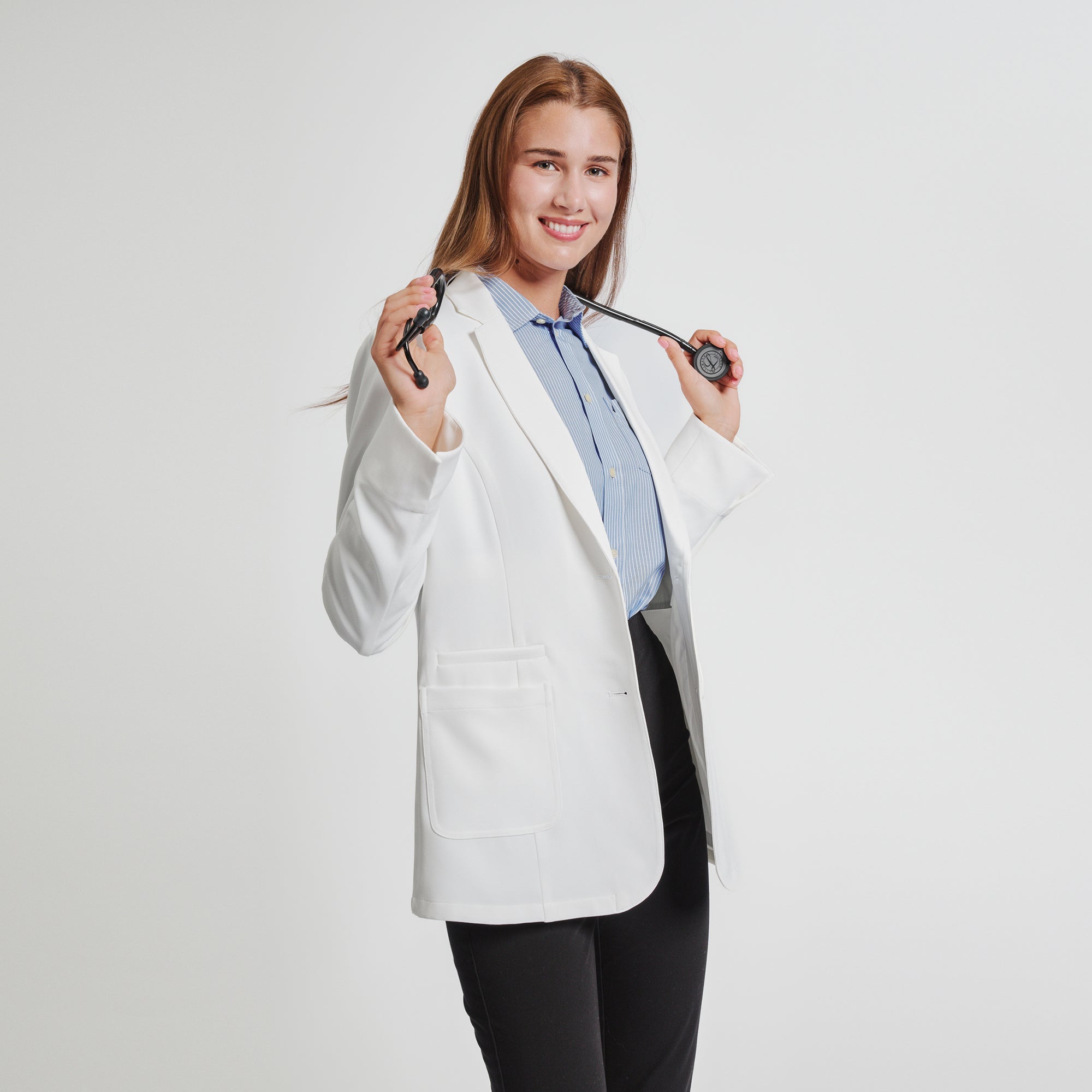 Zenir | Structured Nuevo Short Lab Coat LCW-202 - Ivory White