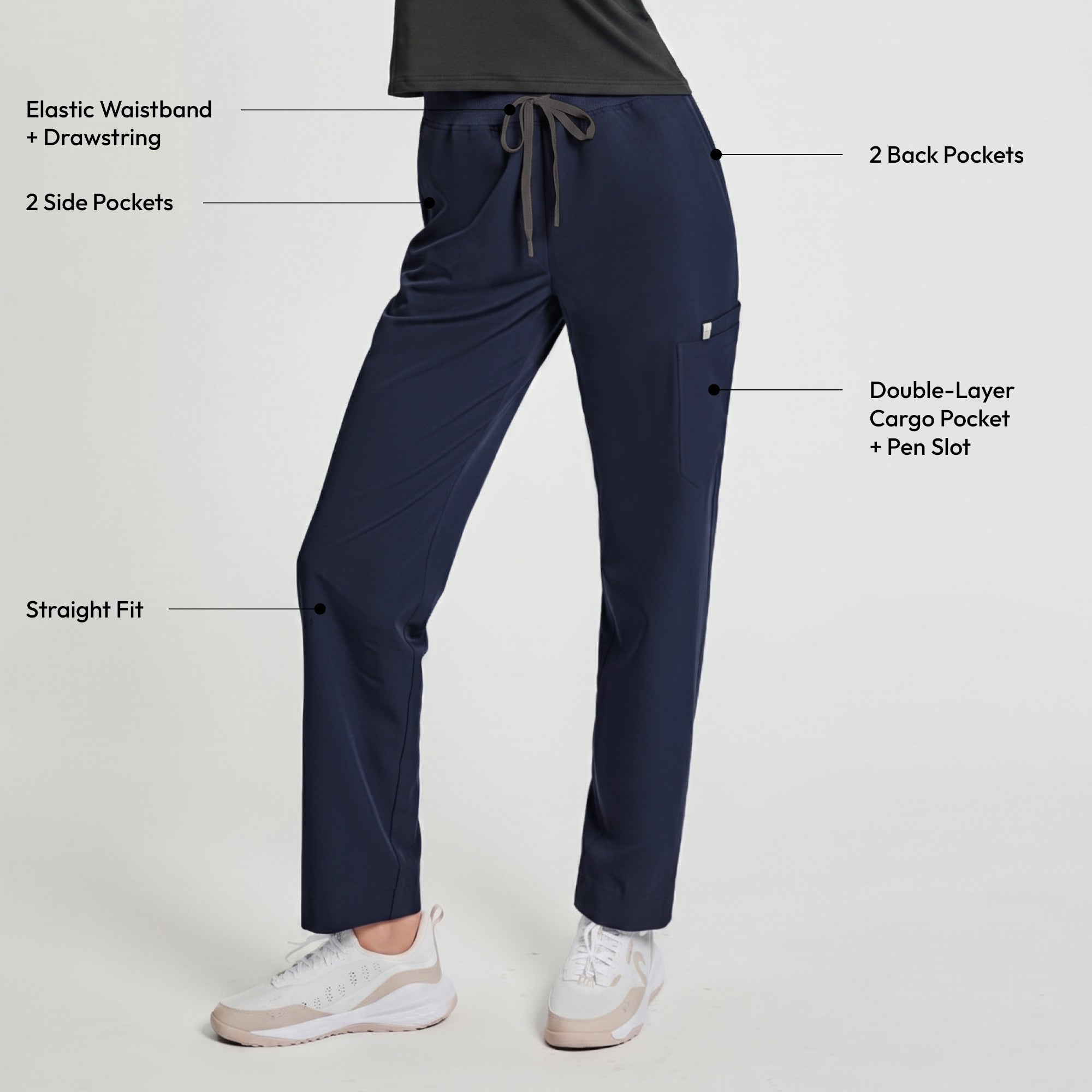 Zenir | Women's Signature Straight Scrub Pants - Navy