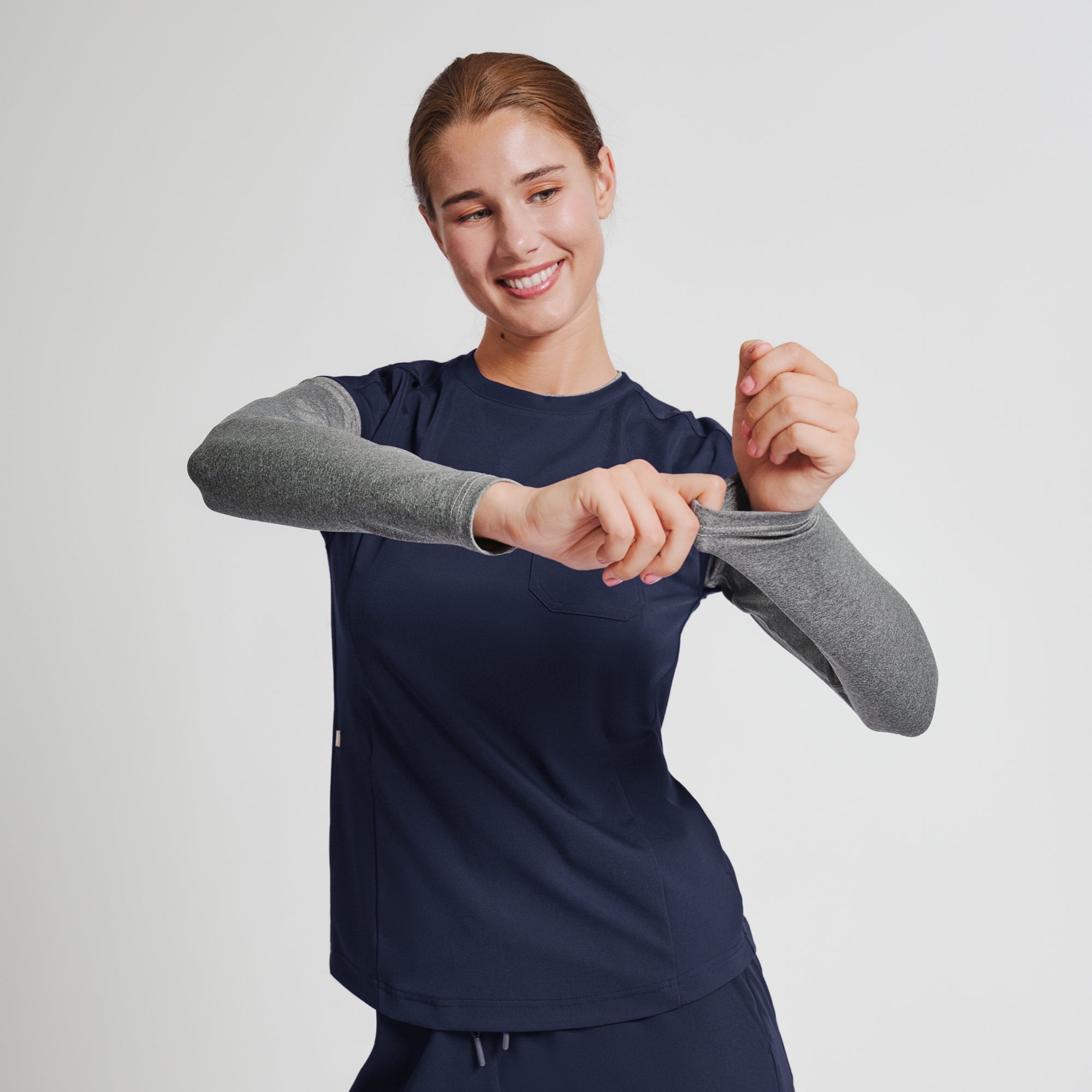 Zenir | Women's Soft Stretch Crewneck Scrub Top - Navy