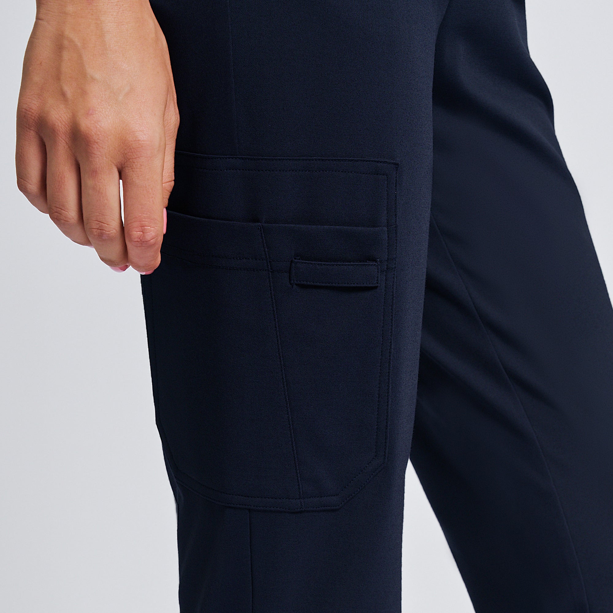 Zenir | Women's Soft Stretch High Waisted Flare Scrub Pants - Navy