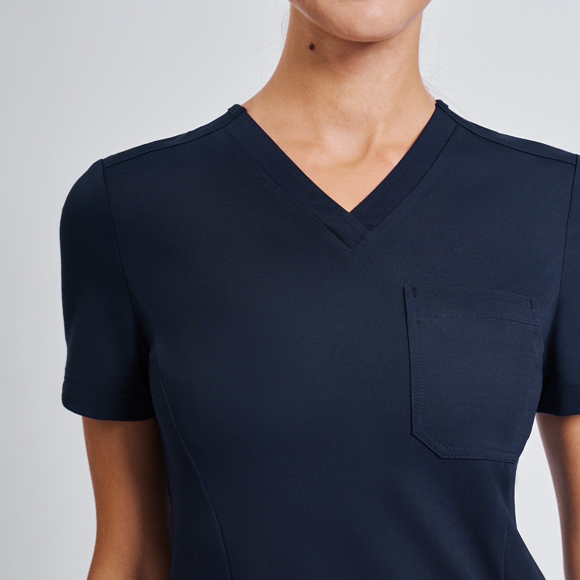 Zenir | Women's Soft Stretch Scrub Top - Navy