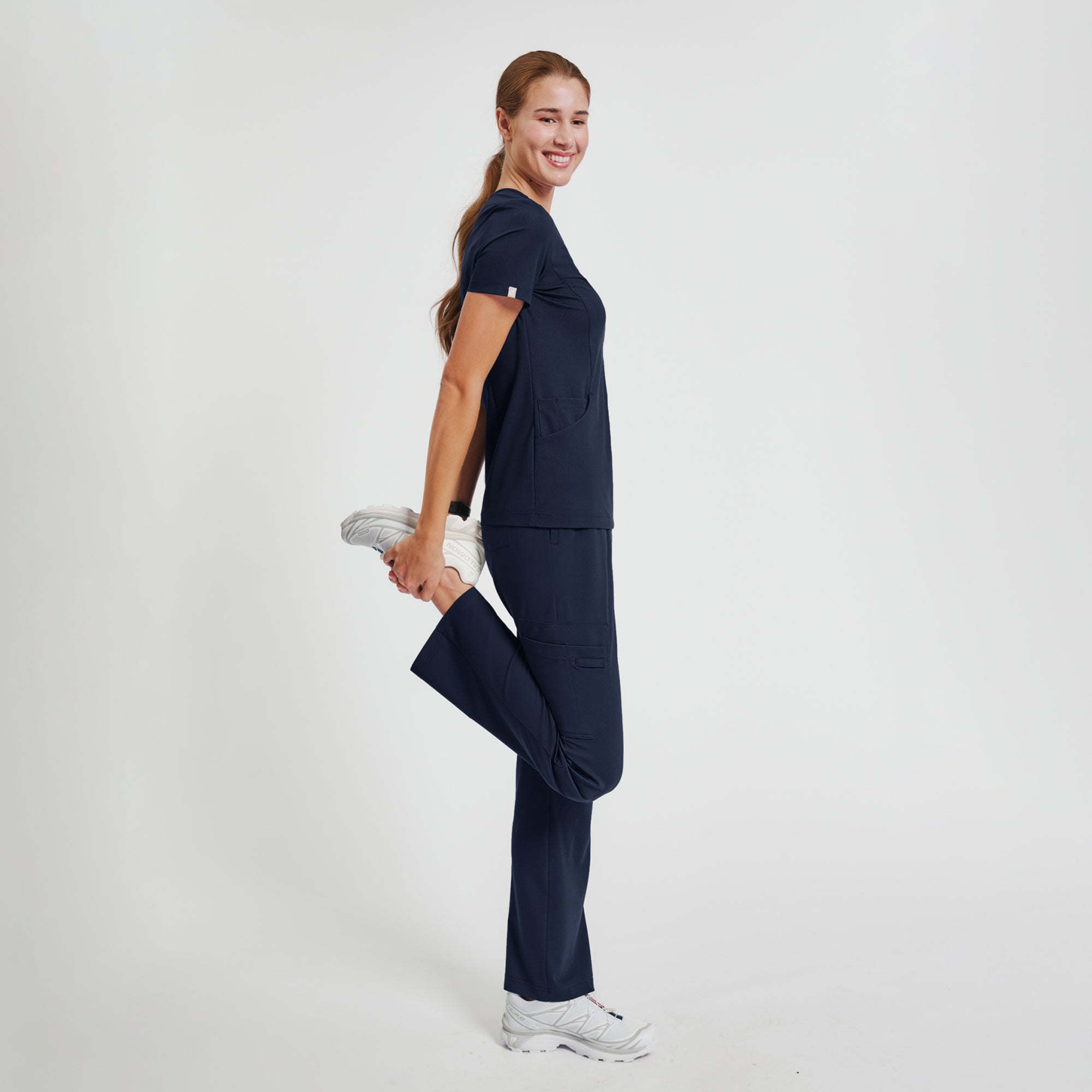 Zenir | Women's Soft Stretch Scrub Top - Navy
