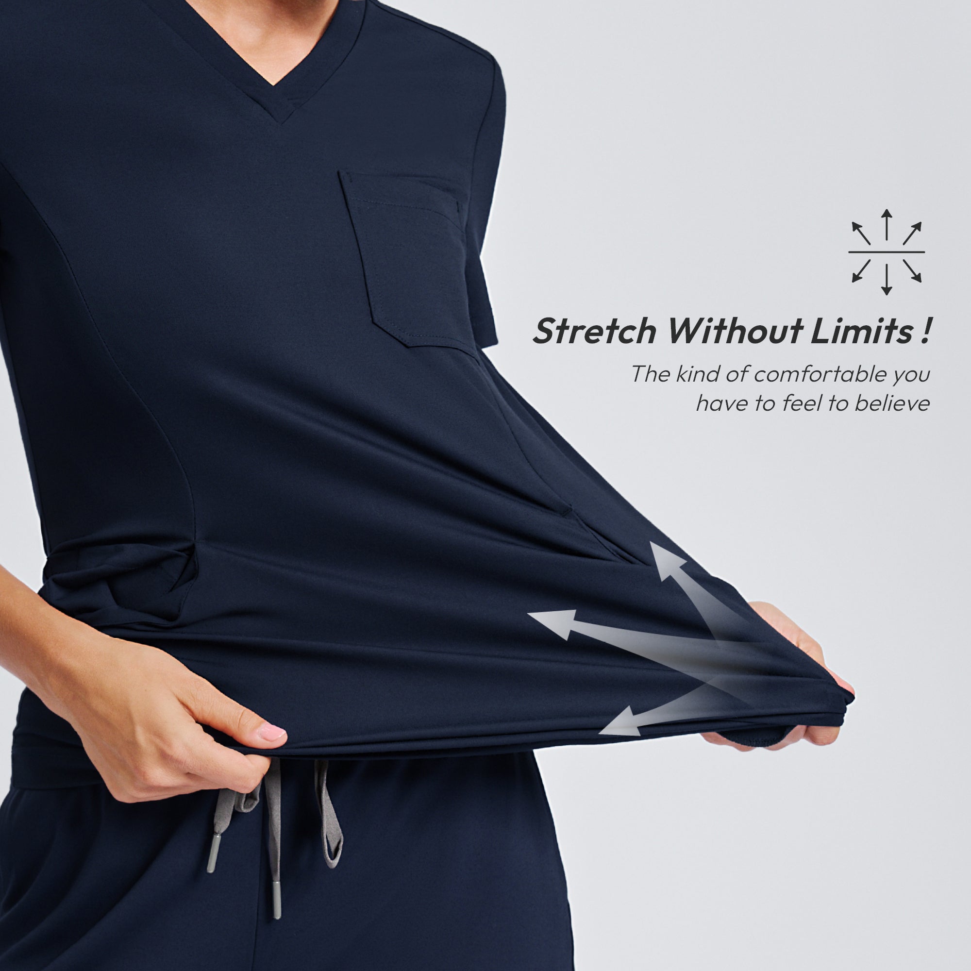 Zenir | Women's Soft Stretch Scrub Top - Navy