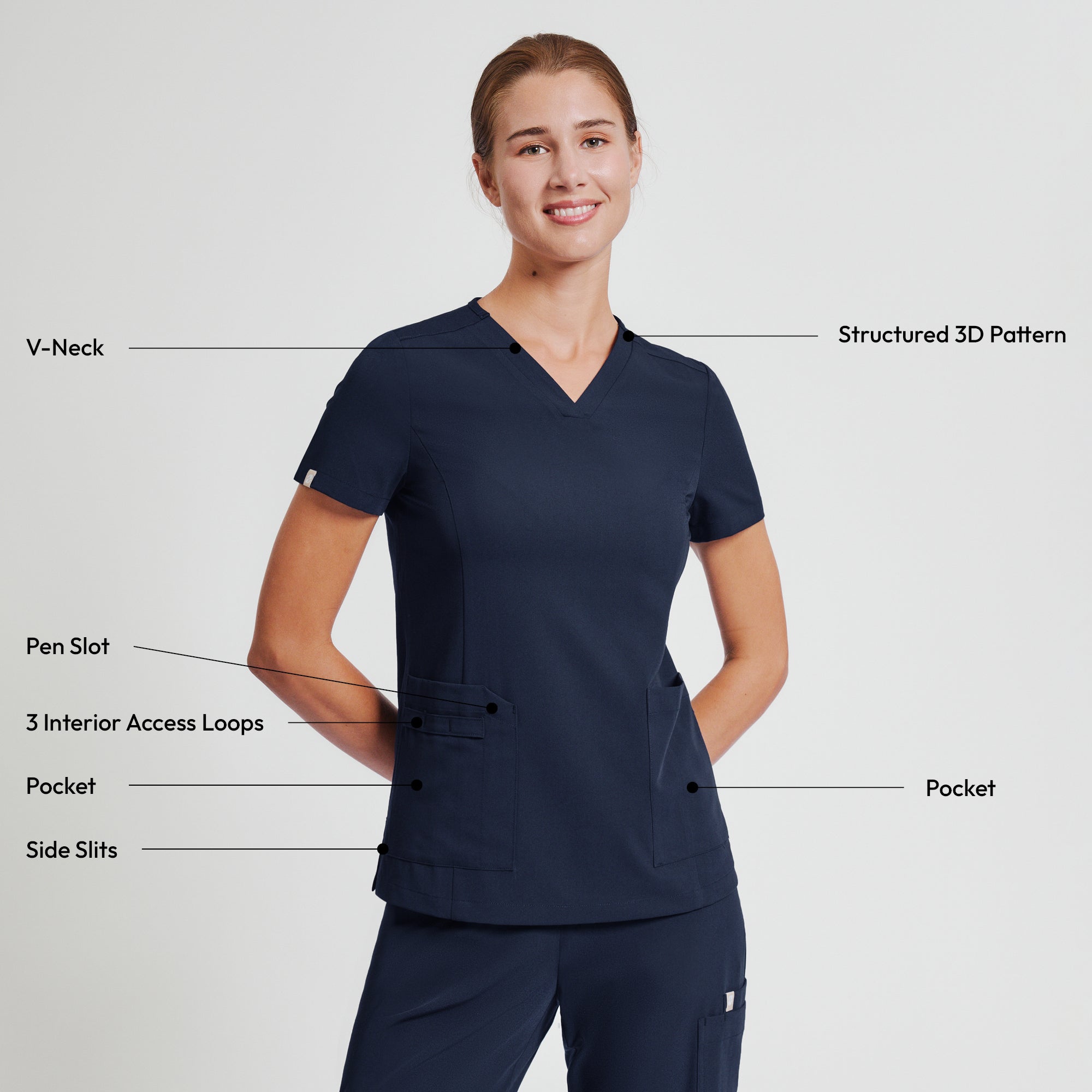 Zenir | Women's VersaPocket Scrub Top - Navy