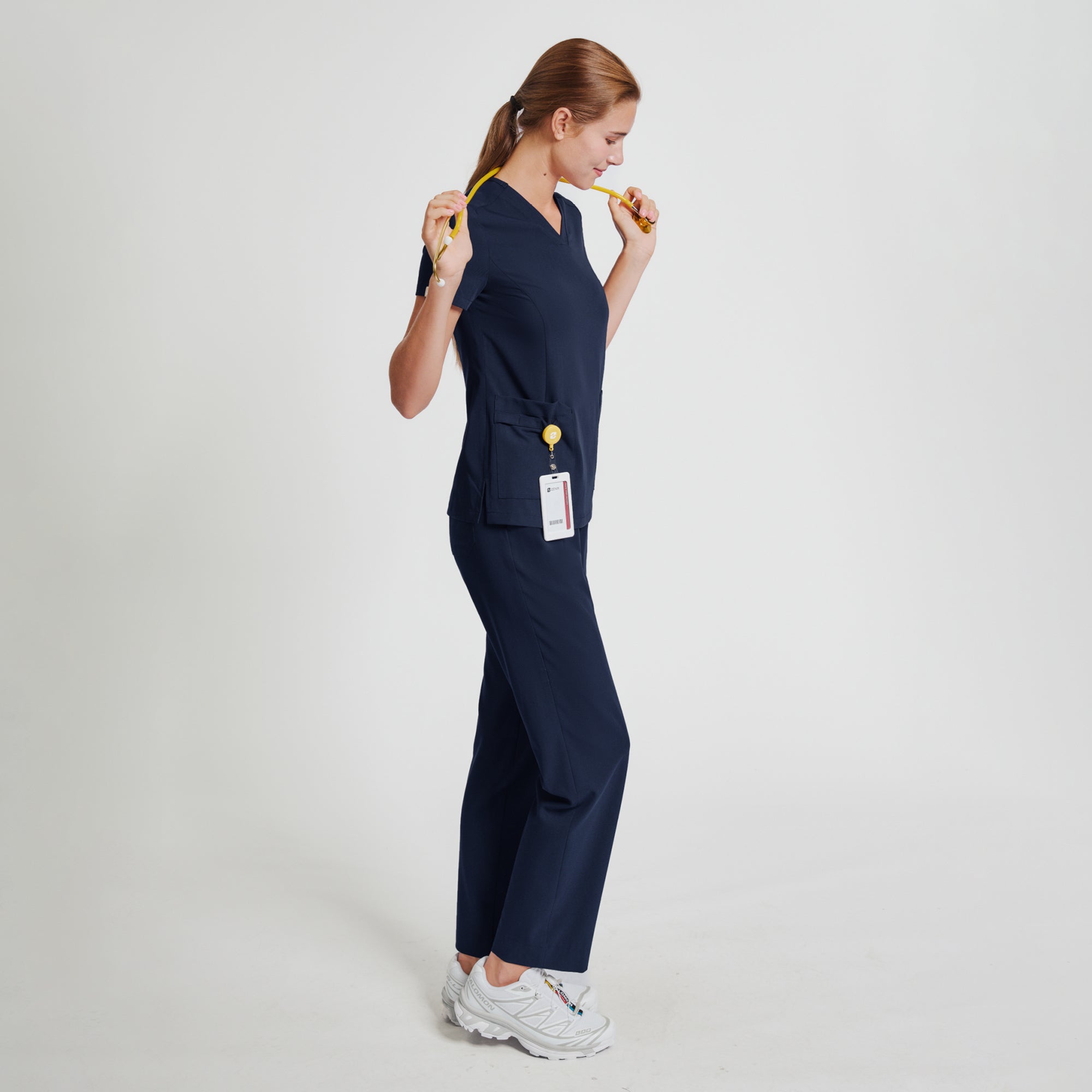 Zenir | Women's VersaPocket Scrub Top - Navy