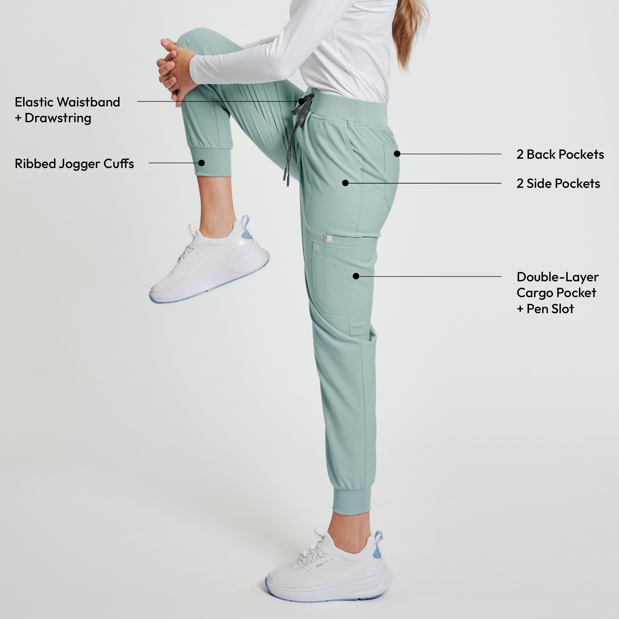 Zenir | Women's Easy-Fit Jogger Scrub Pants - Sage Green