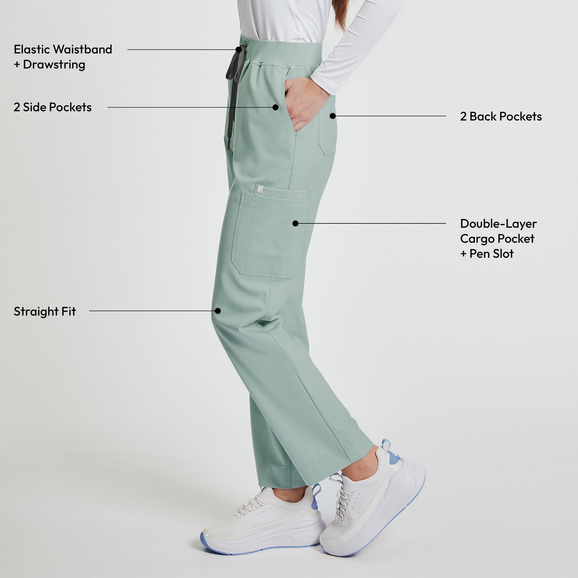 Zenir | Women's Signature Straight Scrub Pants - Sage Green