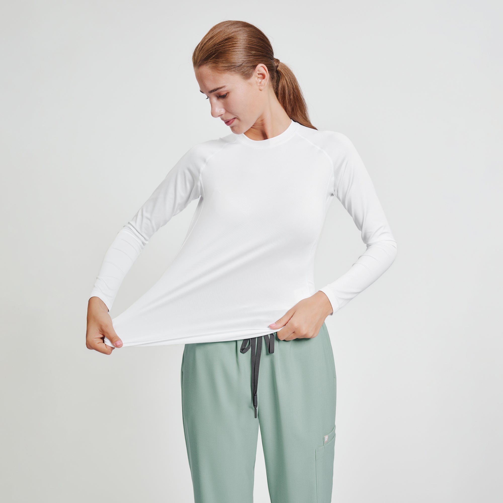 Zenir | Women's Essential Underscrub Top - White