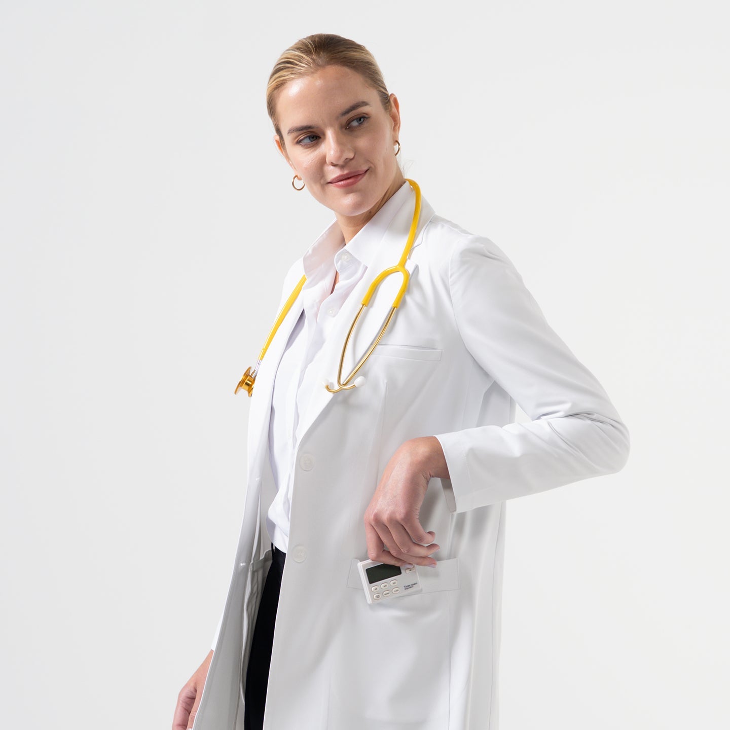 Zenir | Structured Nuevo Long Lab Coat LCW-204 - Ivory White