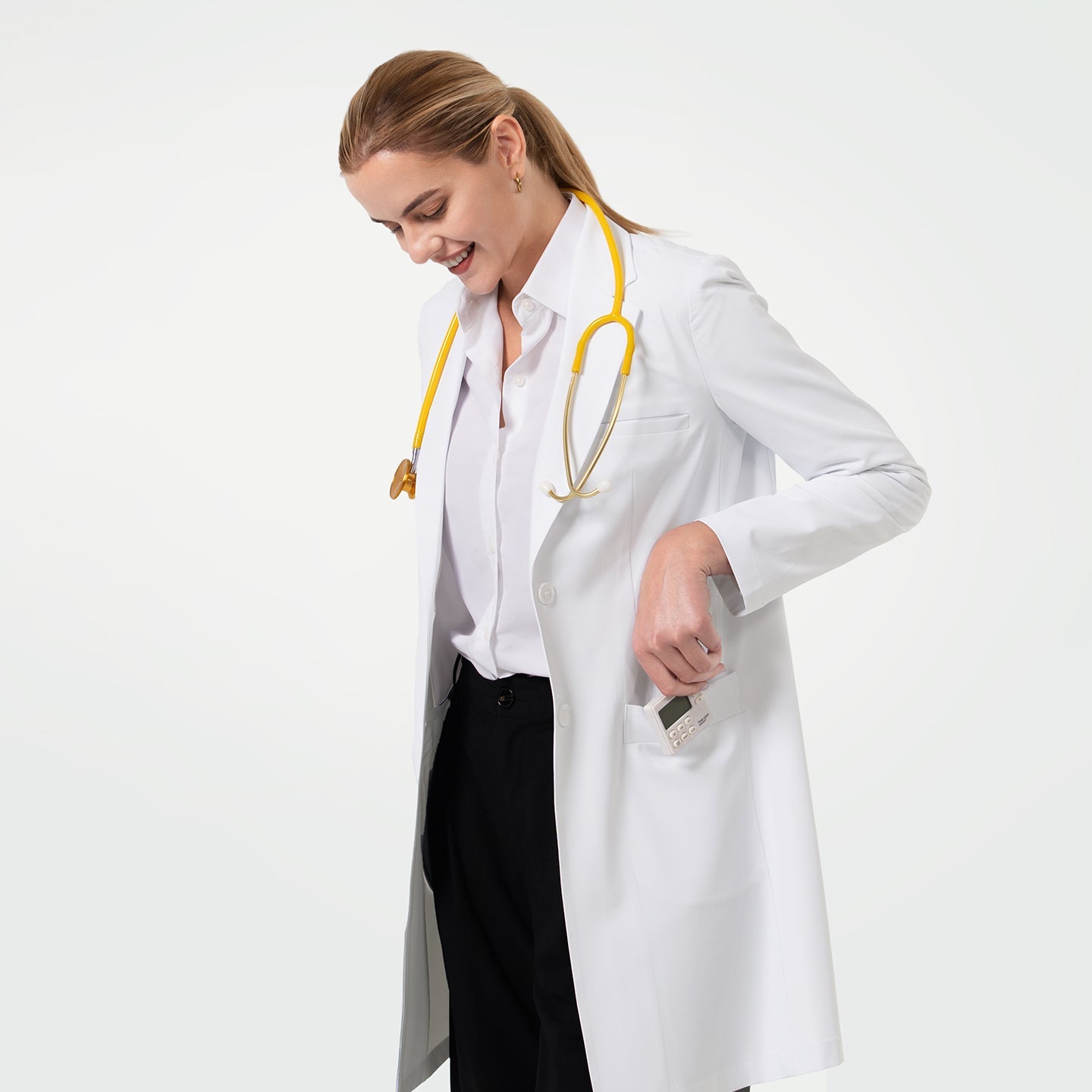 Zenir | Structured Nuevo Long Lab Coat LCW-204 - Ivory White