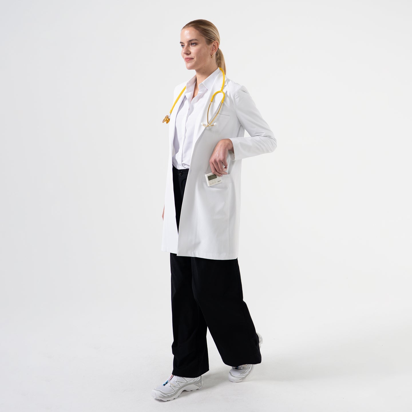 Zenir | Structured Nuevo Long Lab Coat LCW-204 - Ivory White