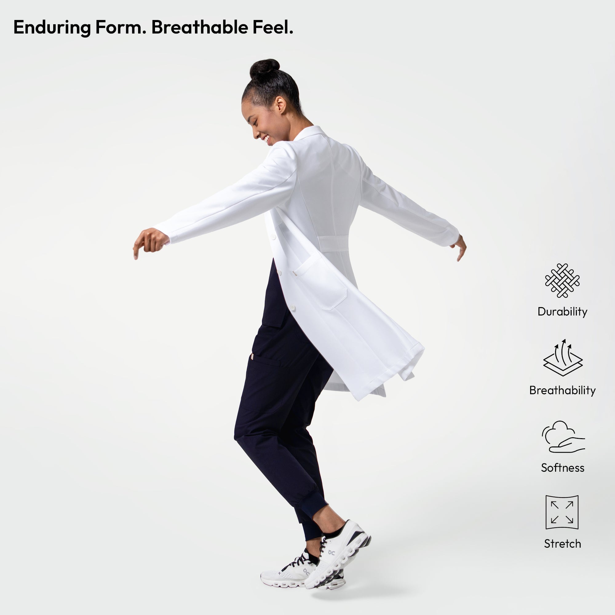 Zenir | Women's Straight Long Lab Coat LCW-303 - White