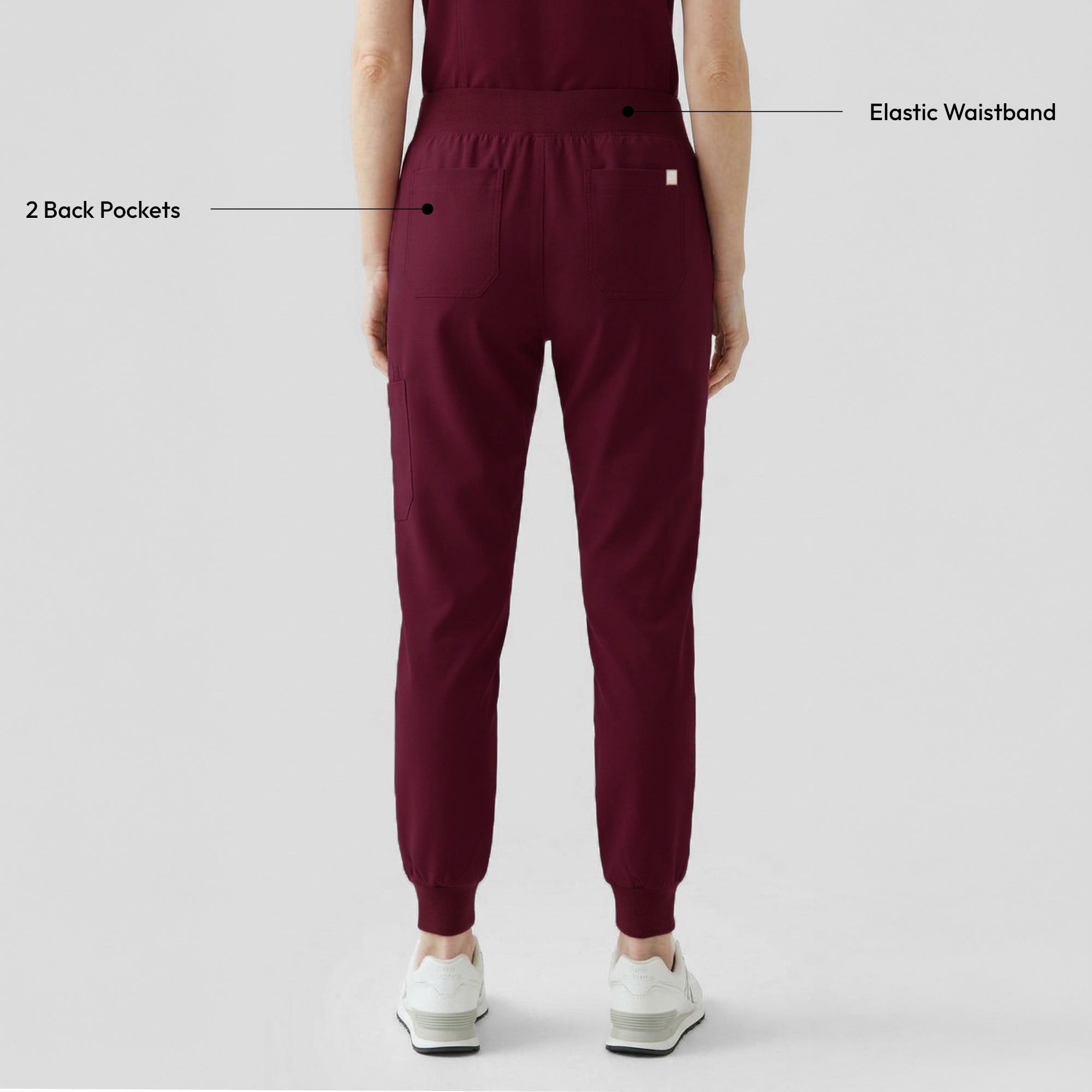 Zenir | Women's Easy-Fit Jogger Scrub Pants - Burgundy