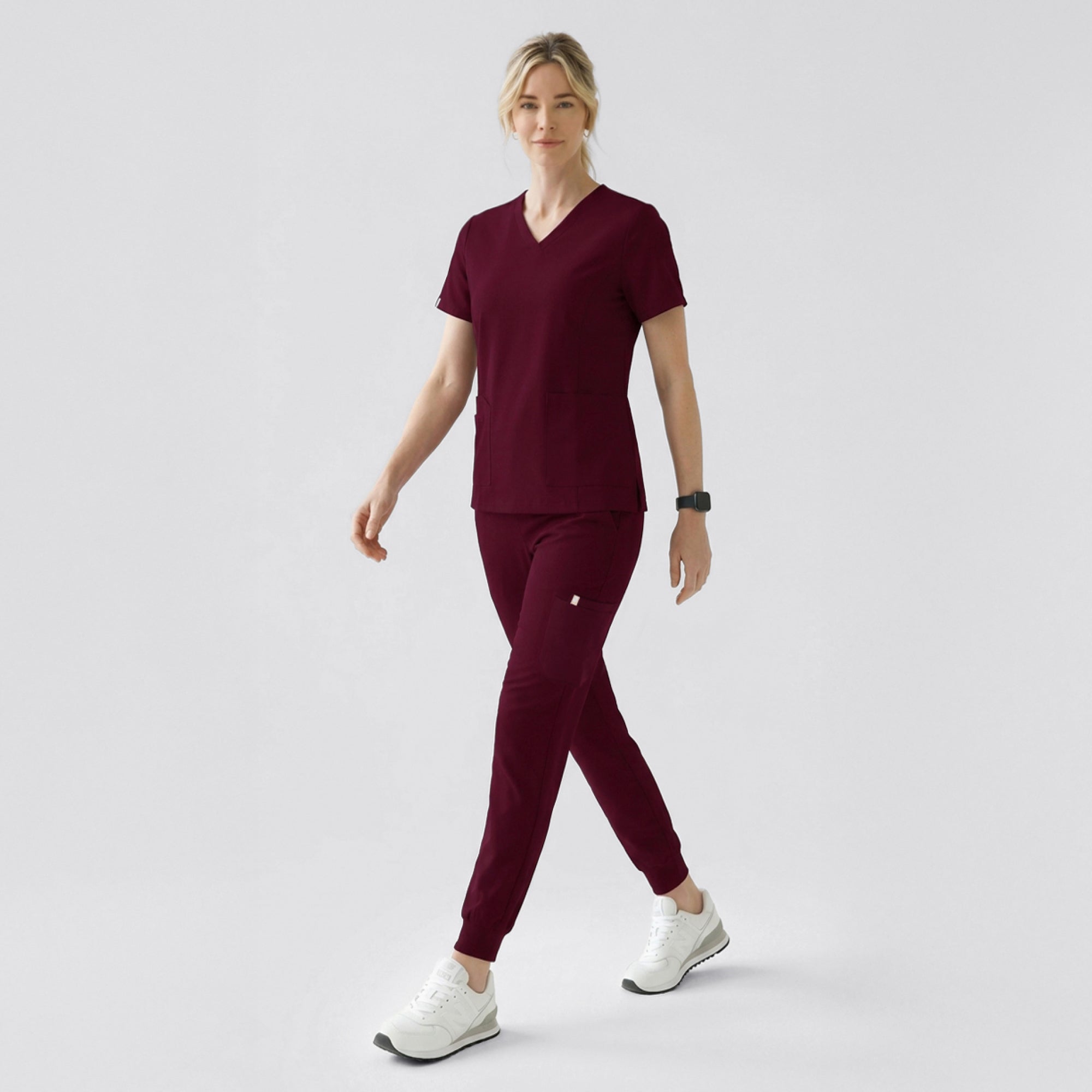 Zenir | Women's Easy-Fit Jogger Scrub Pants - Burgundy