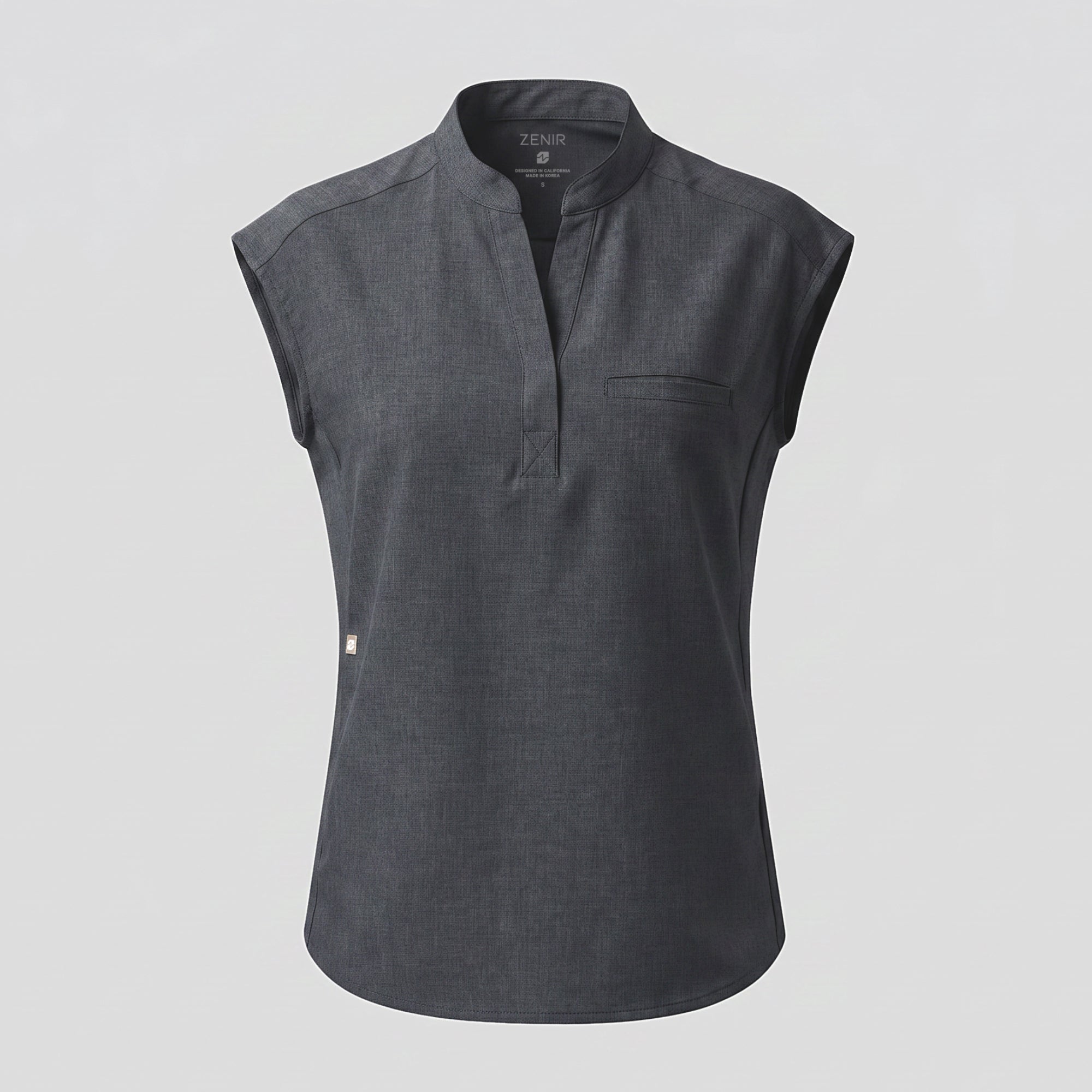 Zenir | Women's Mandarin Collar Scrub Top - Charcoal Gray
