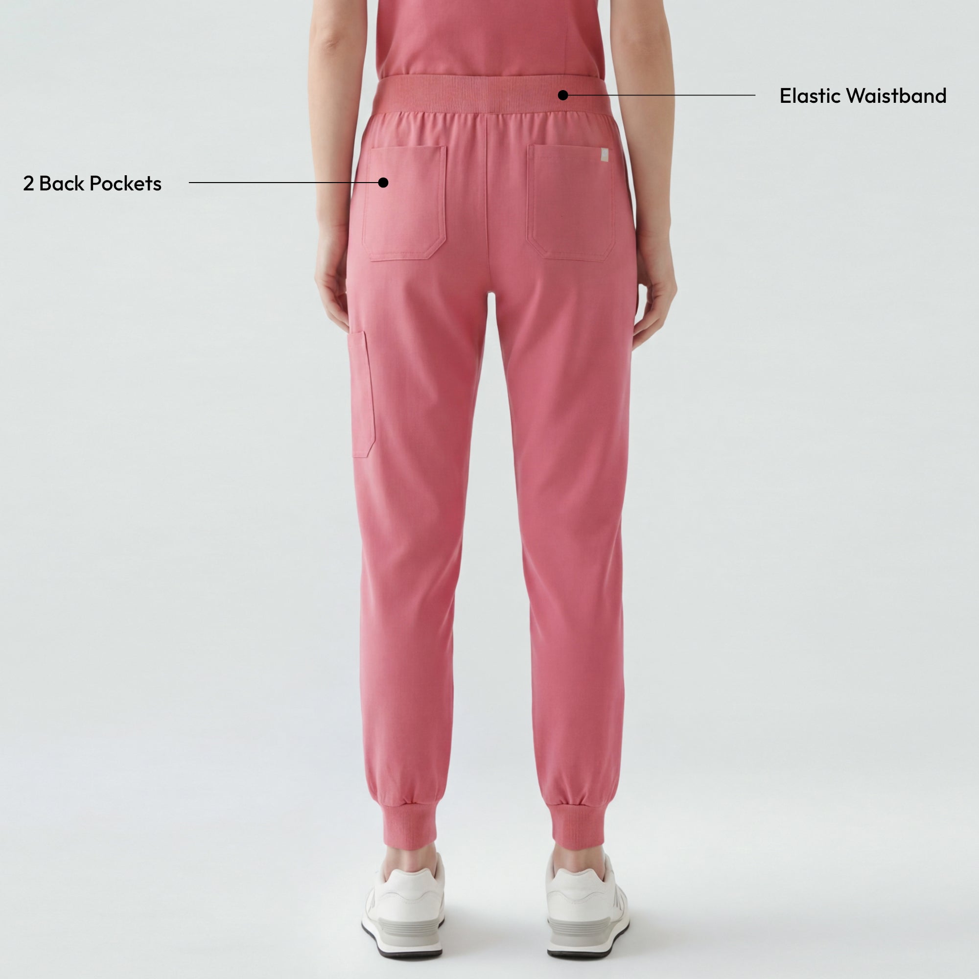 Zenir | Women's Easy-Fit Jogger Scrub Pants - Coral Pink