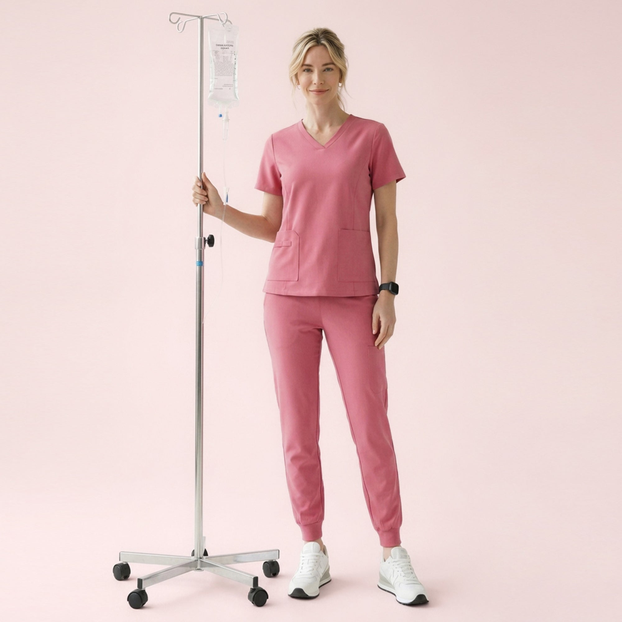 Zenir | Women's Easy-Fit Jogger Scrub Pants - Coral Pink