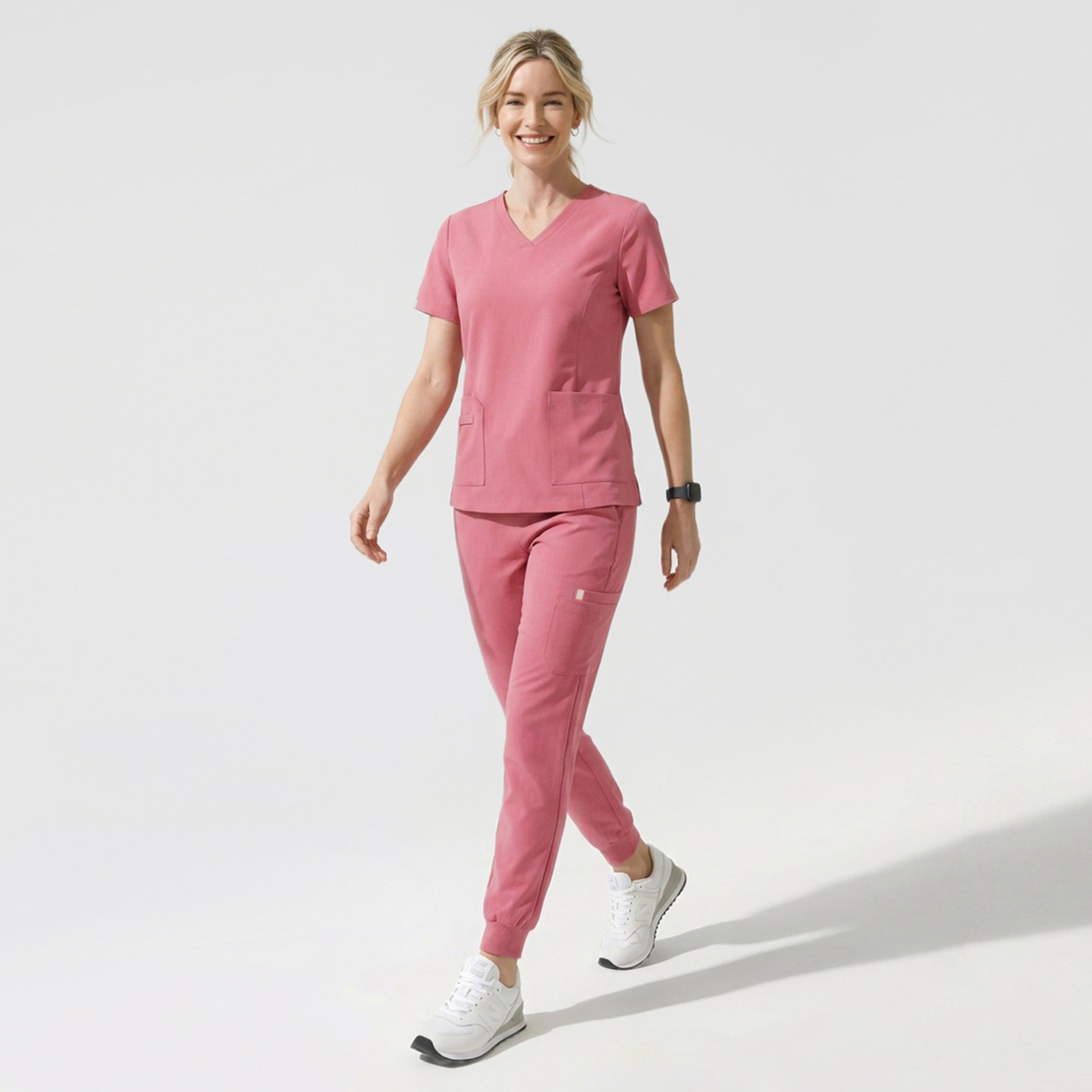Zenir | Women's Easy-Fit Jogger Scrub Pants - Coral Pink