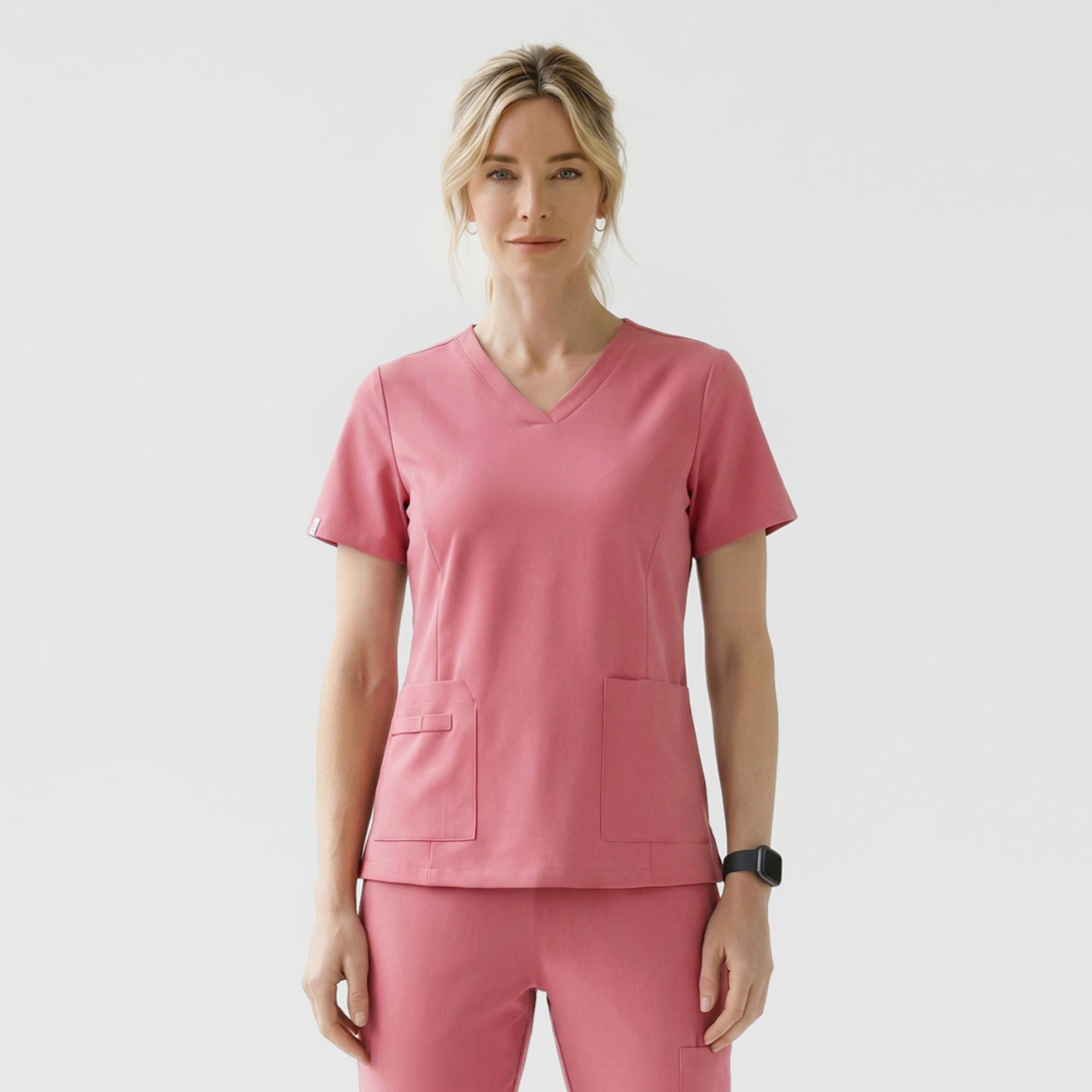 Zenir | Women's VersaPocket Scrub Top - Coral Pink