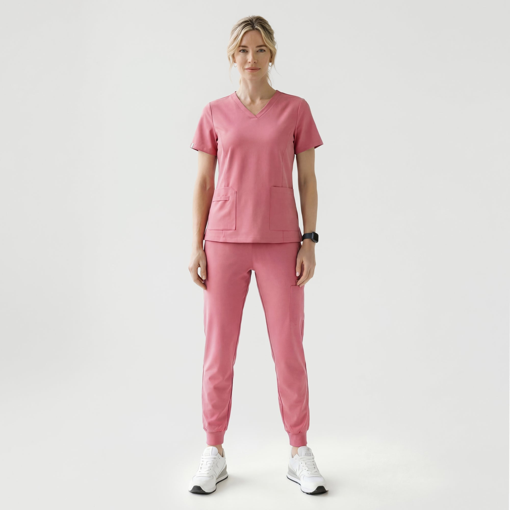 Zenir | Women's VersaPocket Scrub Top - Coral Pink