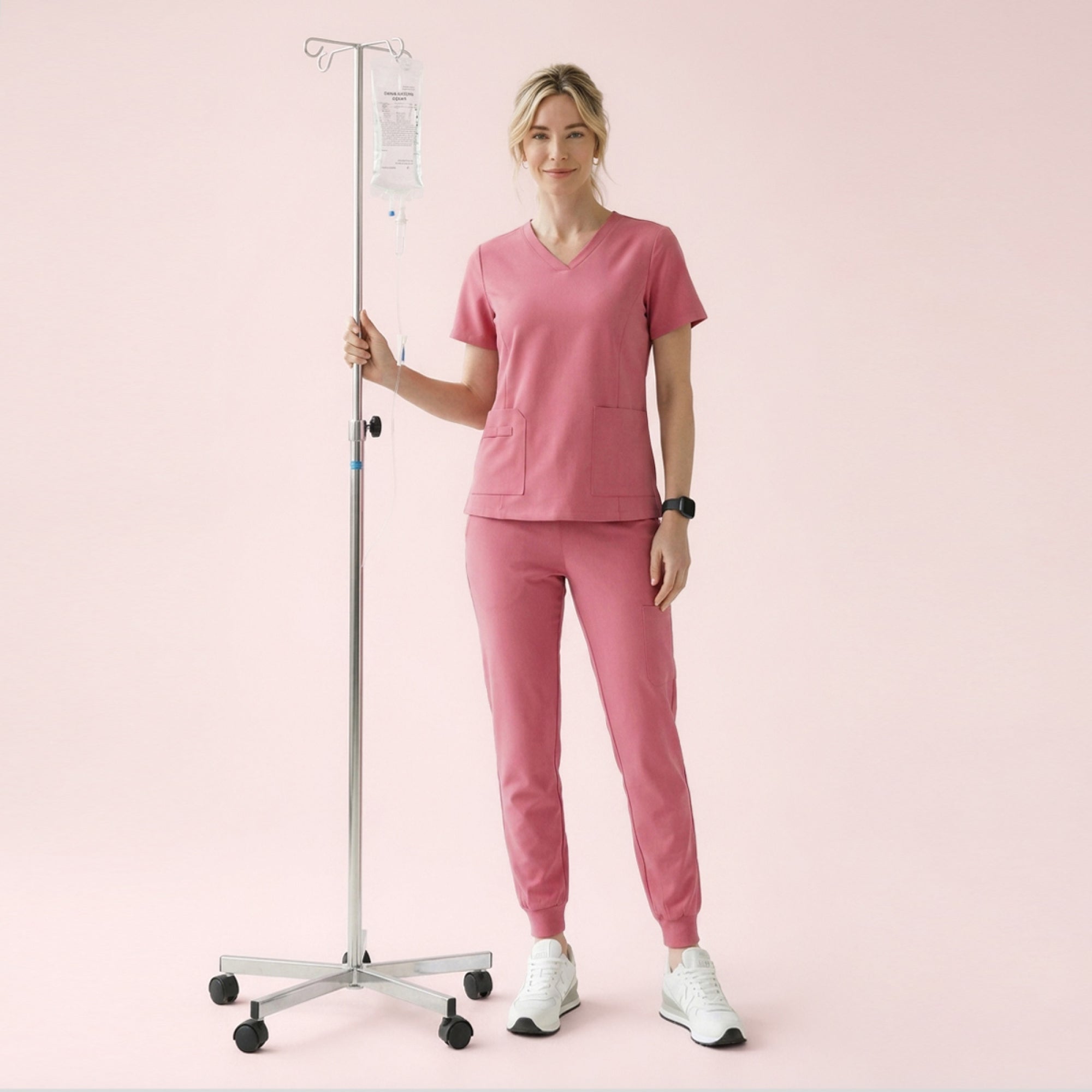 Zenir | Women's VersaPocket Scrub Top - Coral Pink
