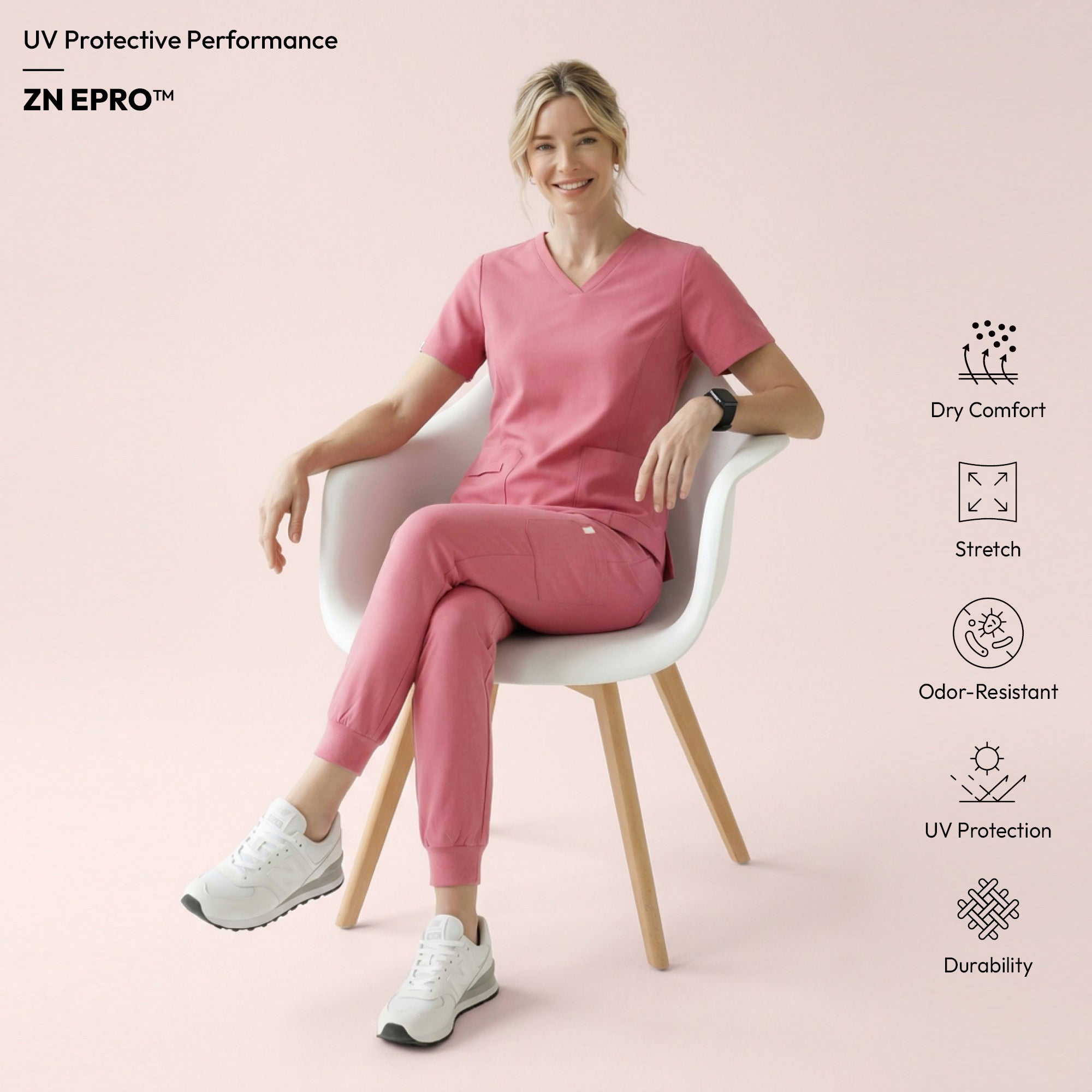 Zenir | Women's VersaPocket Scrub Top - Coral Pink