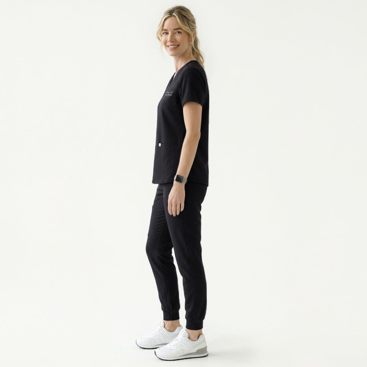 Zenir | Women's Double Pocket Scrub Top - Eco Navy