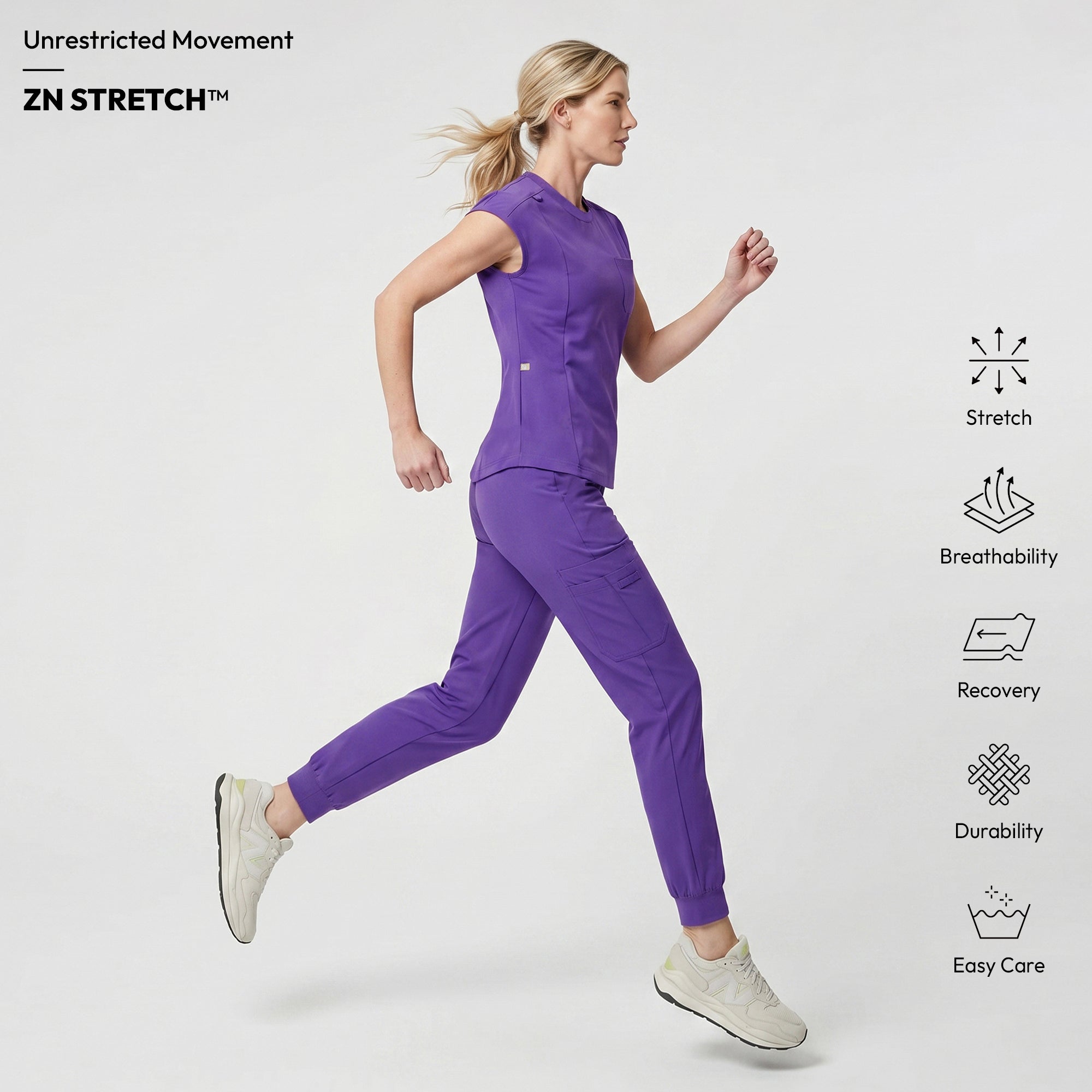 Zenir | Women's Soft Stretch Crewneck Scrub Top - Eggplant