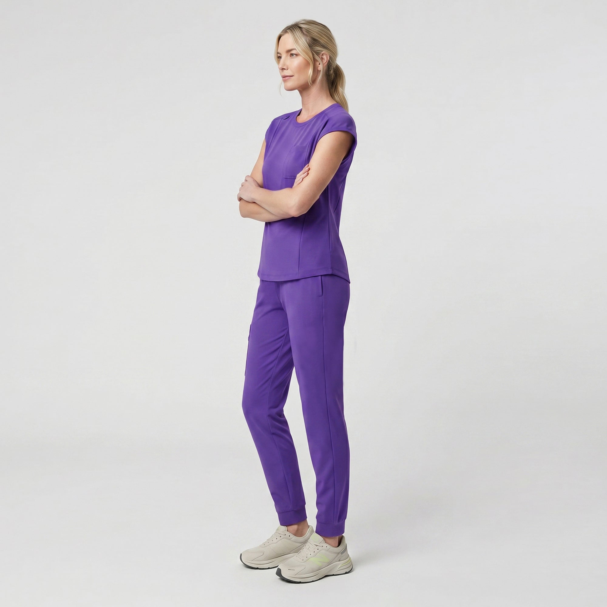 Zenir | Women's Soft Stretch Crewneck Scrub Top - Eggplant
