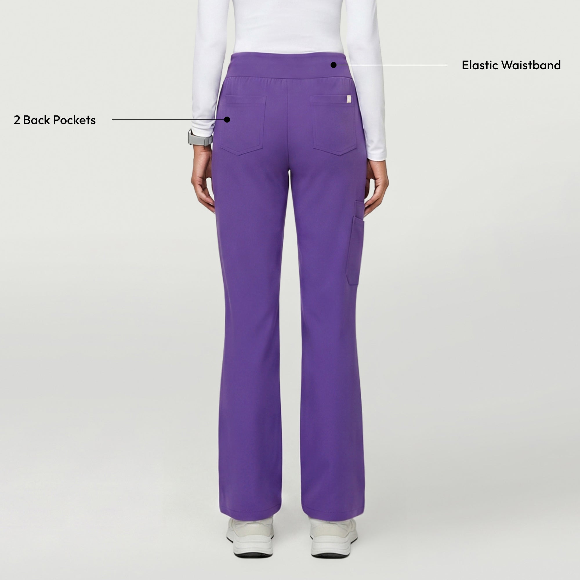 Zenir | Women's Soft Stretch High Waisted Flare Scrub Pants - Eggplant
