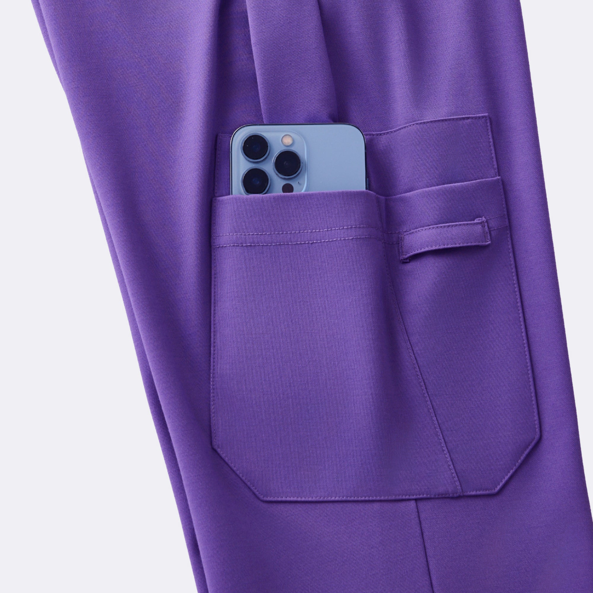Zenir | Women's Soft Stretch High Waisted Flare Scrub Pants - Eggplant