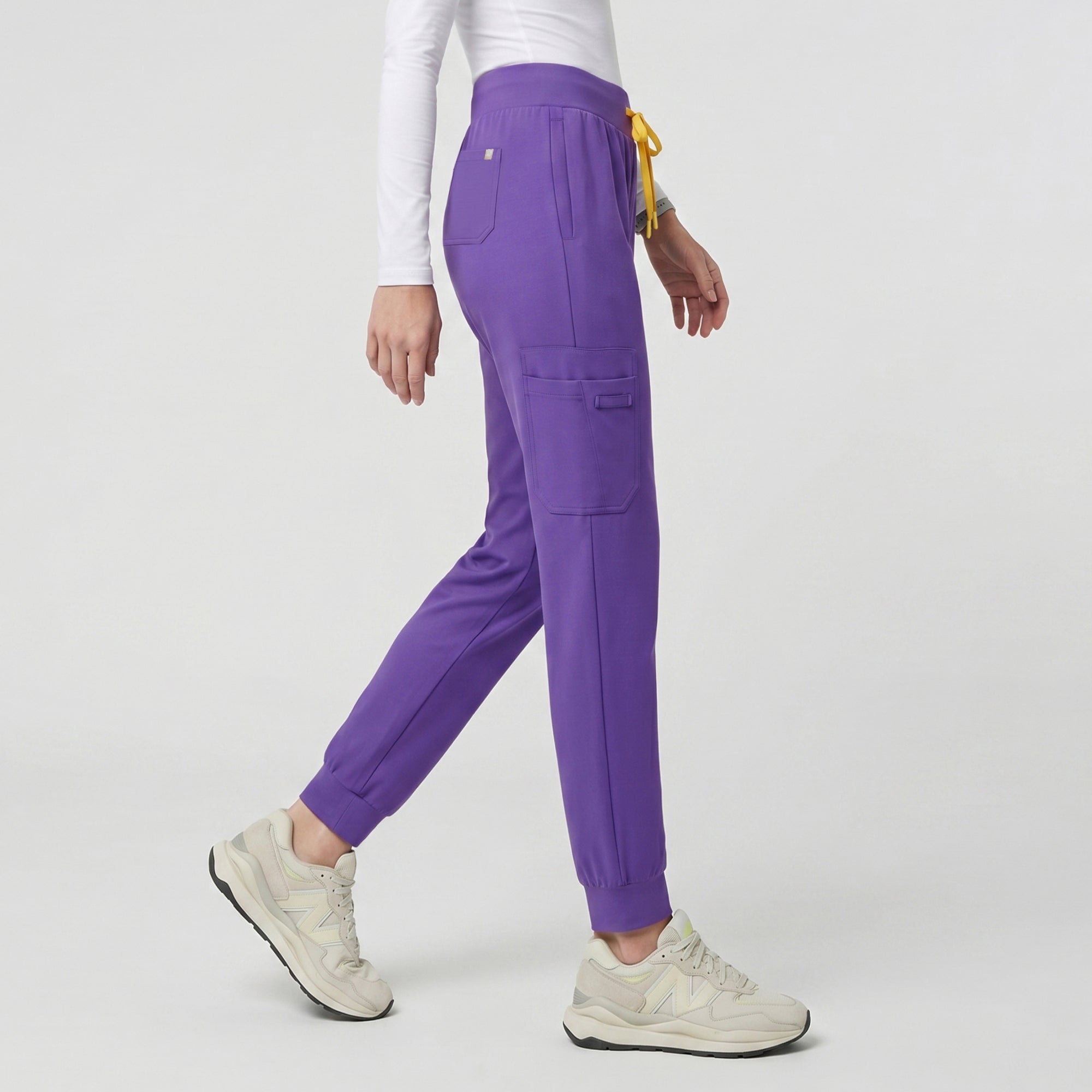 Zenir | Women's Soft Stretch High Waisted Jogger Scrub Pants - Eggplant
