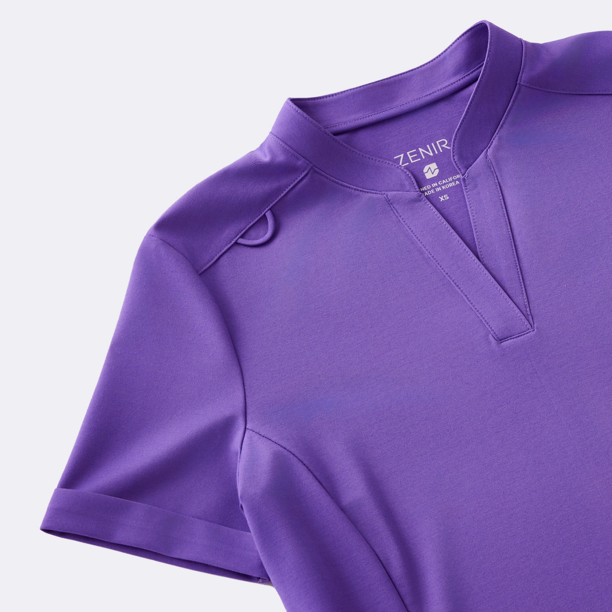 Zenir | Women's Soft Stretch Notched Scrub Top - Eggplant