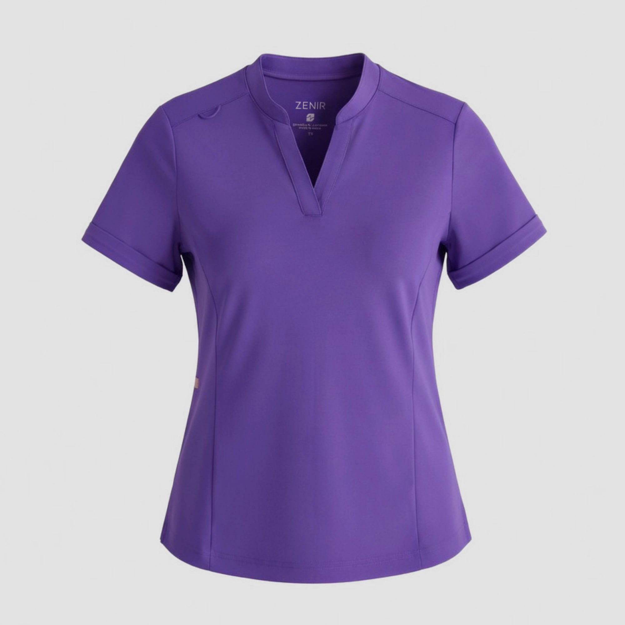 Zenir | Women's Soft Stretch Notched Scrub Top - Eggplant