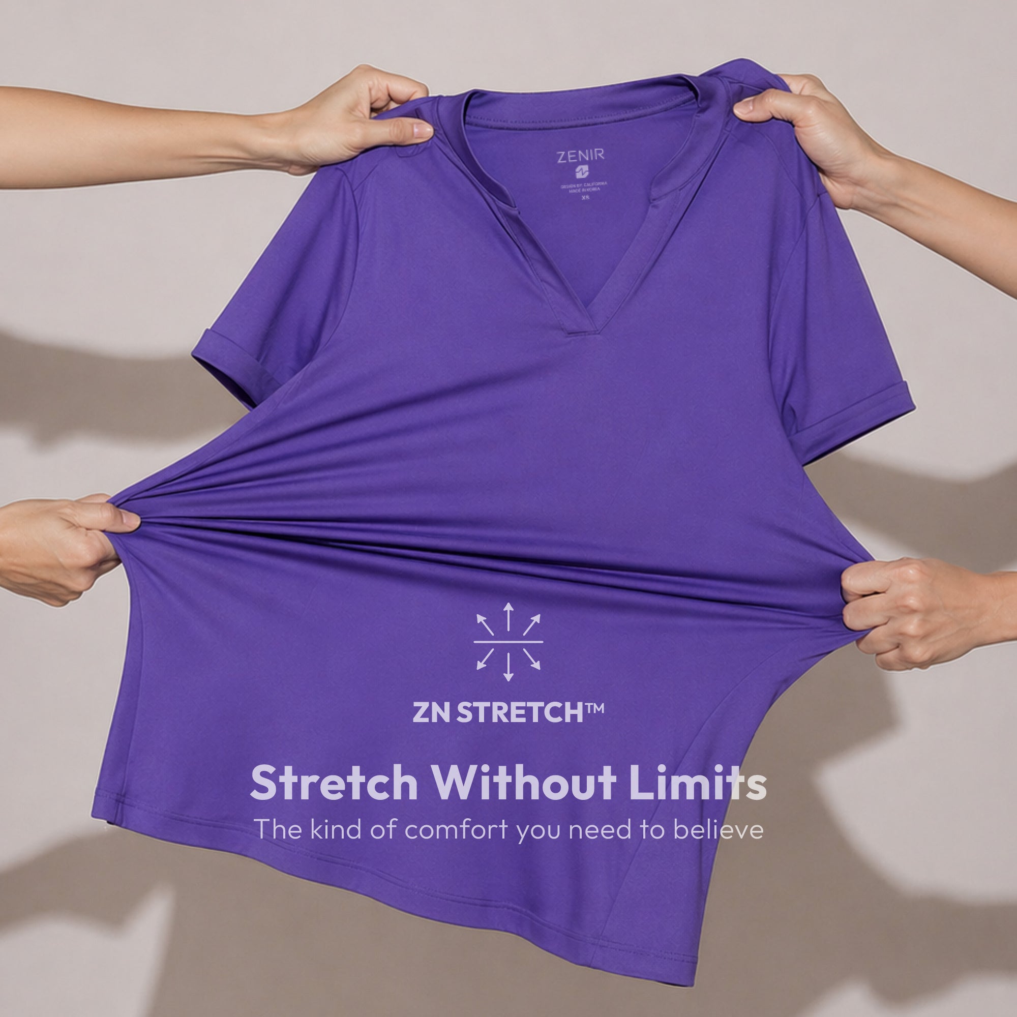 Zenir | Women's Soft Stretch Notched Scrub Top - Eggplant