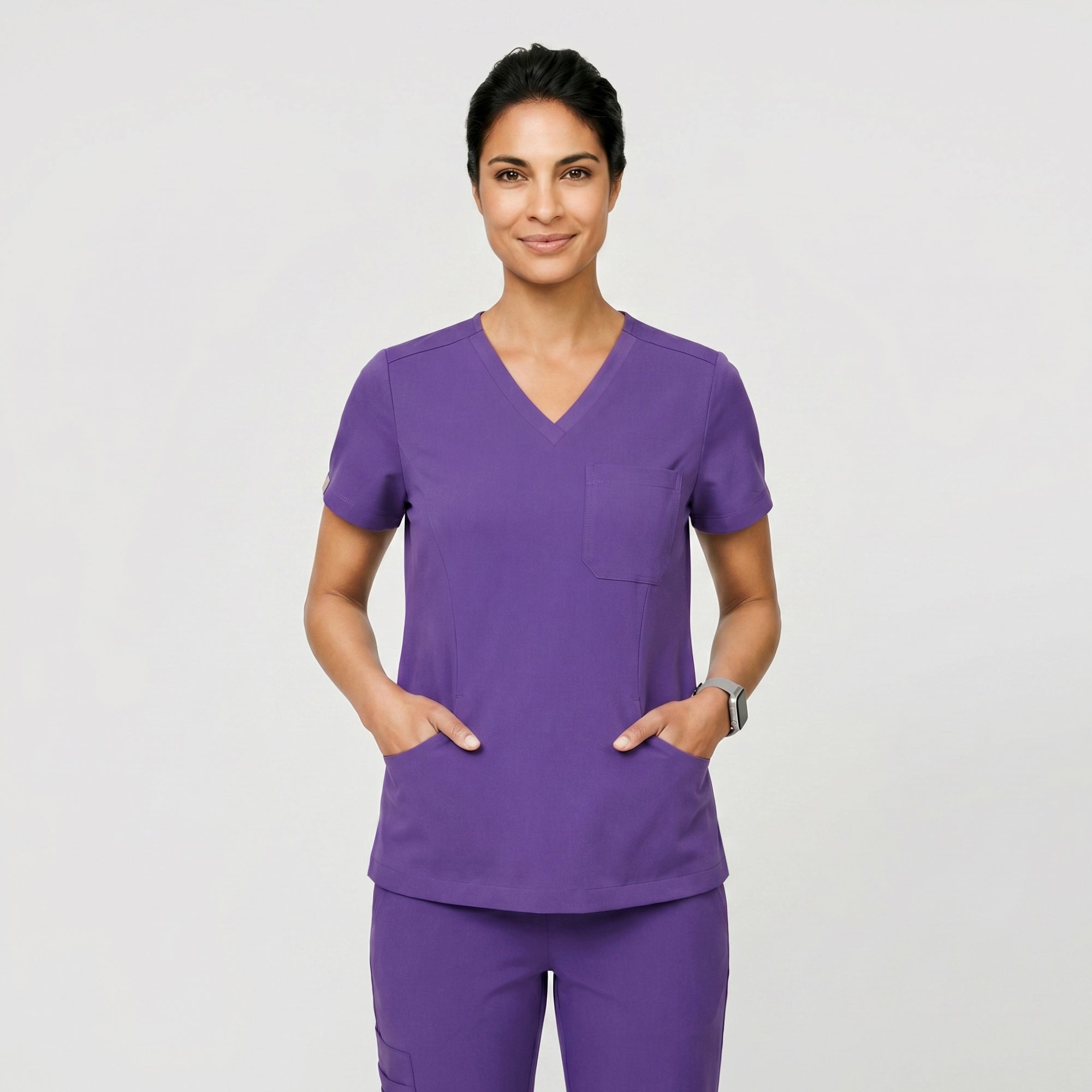Zenir | Women's Soft Stretch Scrub Top - Eggplant
