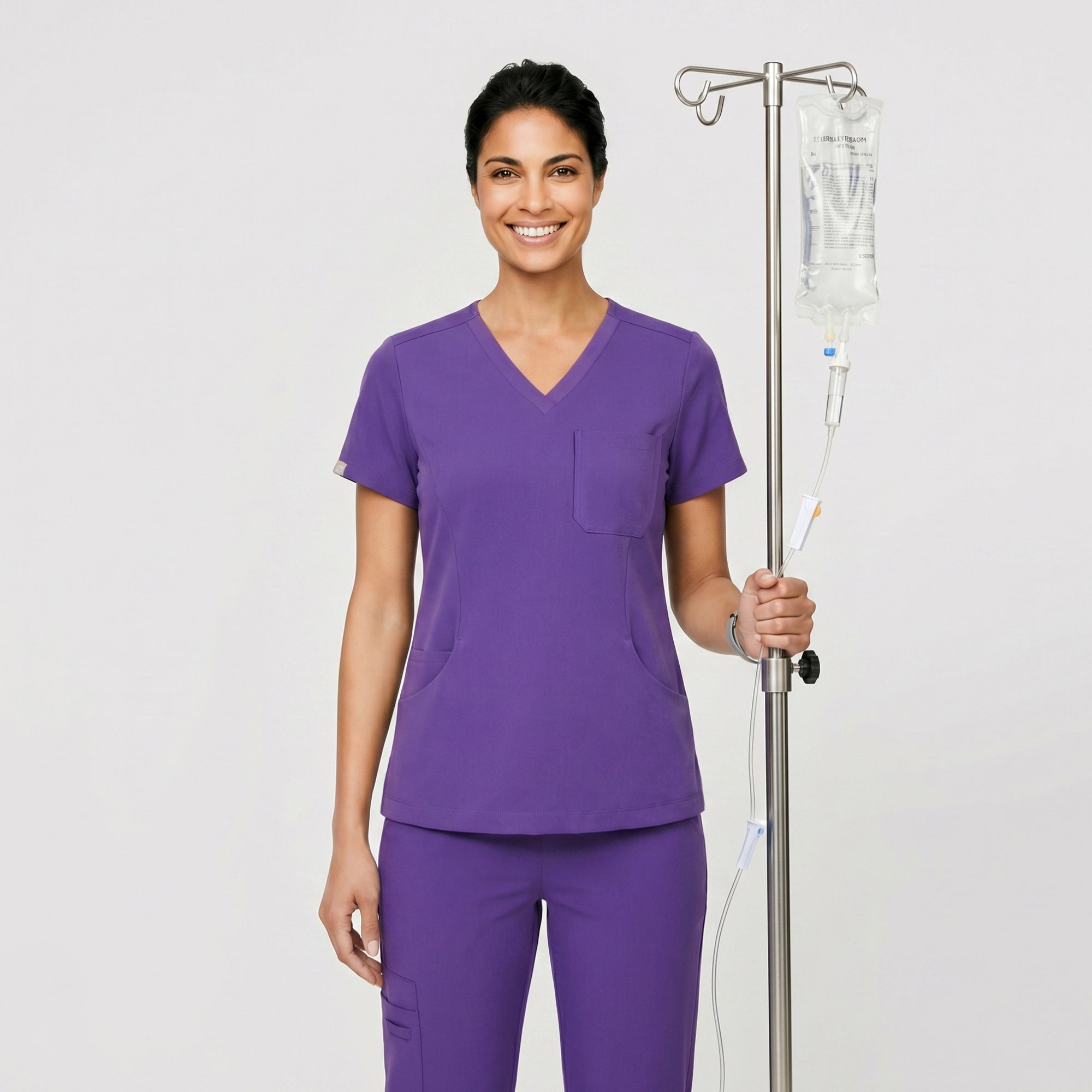 Zenir | Women's Soft Stretch Scrub Top - Eggplant